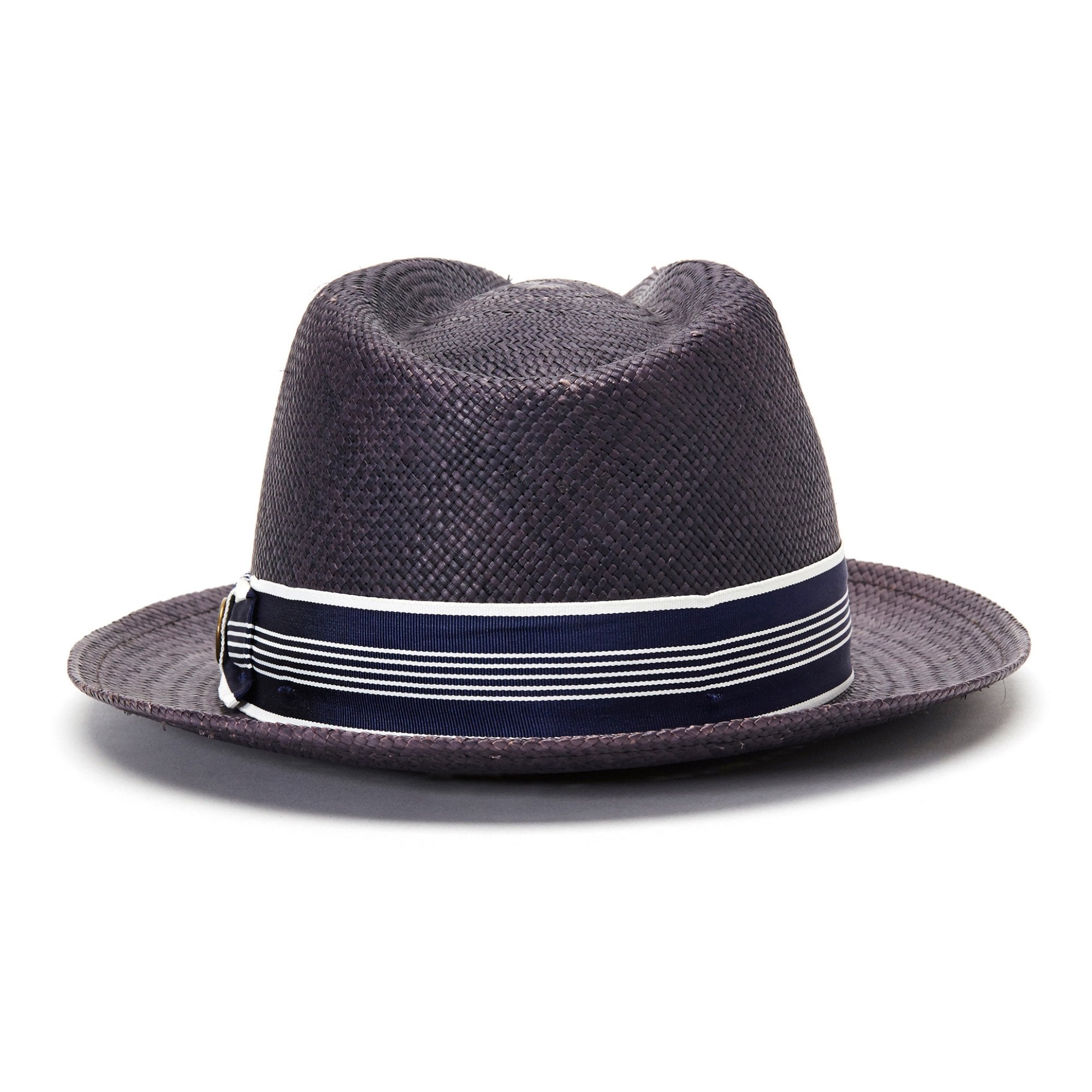 Goorin Bros. odis lee teardrop medium brim straw fedora hat Navy back view