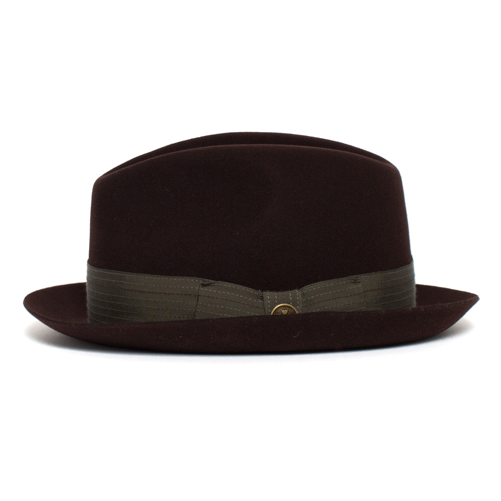 Goorin Bros. big lou center dent wide brim felt fedora hat Burgundy side view