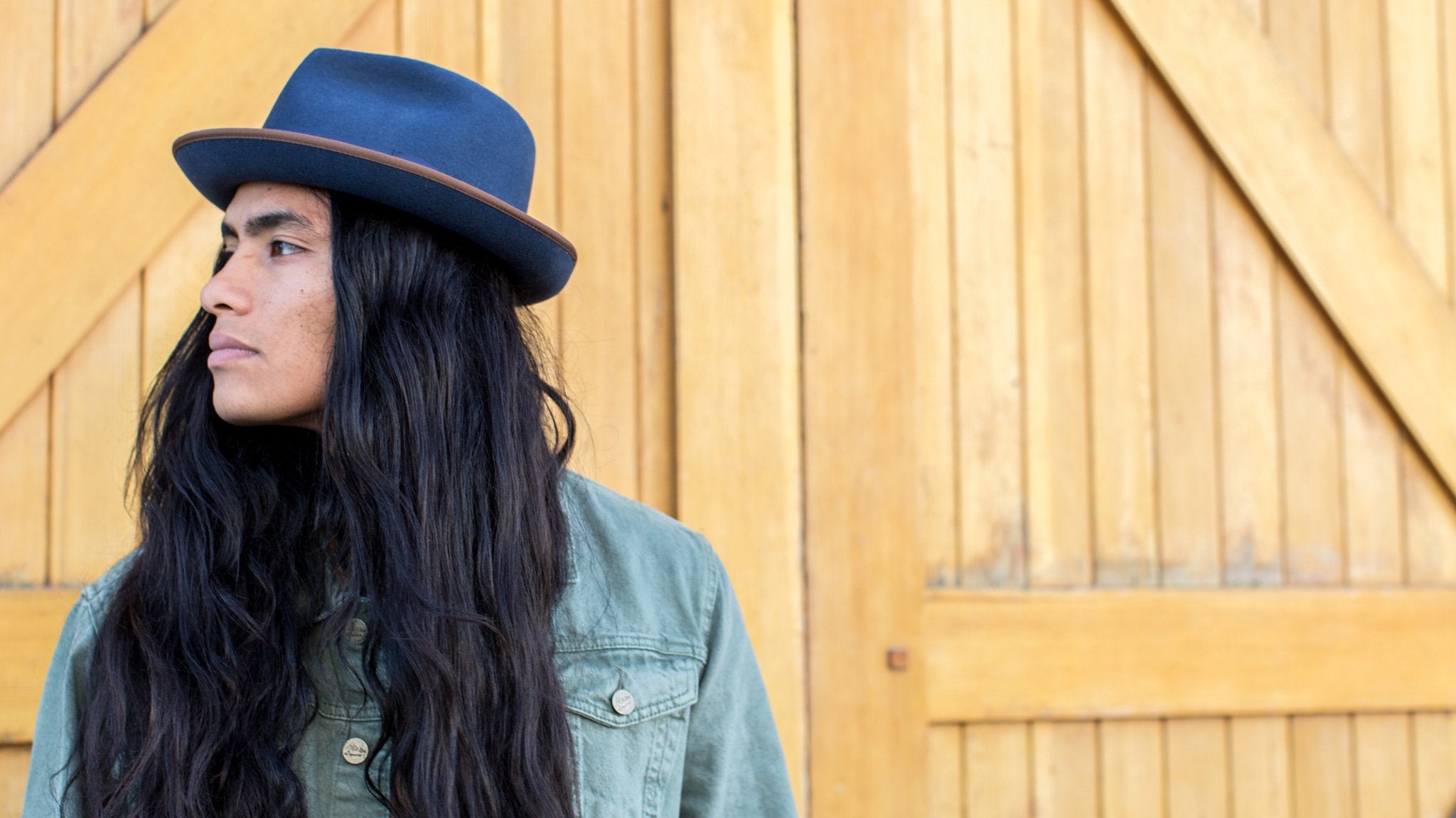 Goorin Bros. lozano wool diamond porkpie fedora Blue hero shot on male model