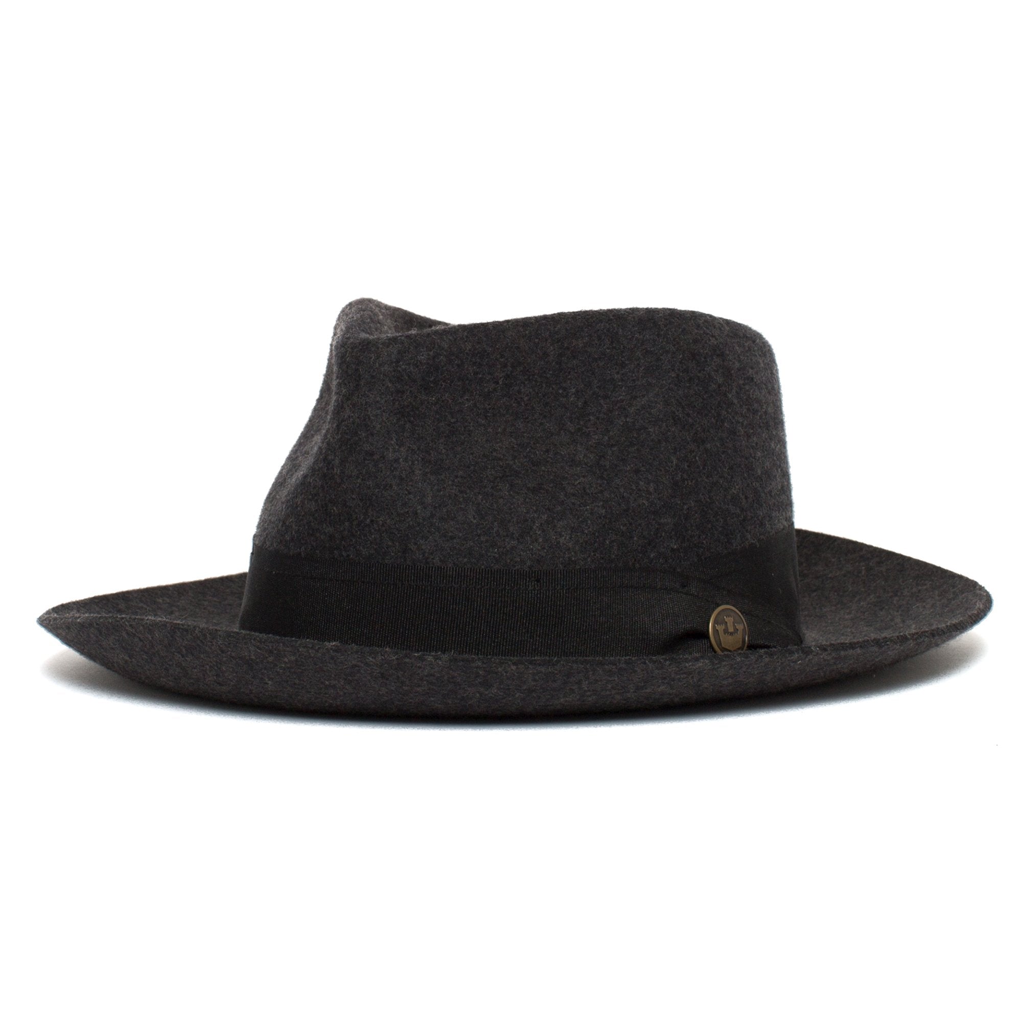 Goorin Bros. mr walker teardrop wide brim felt fedora hat Charcoal left side view