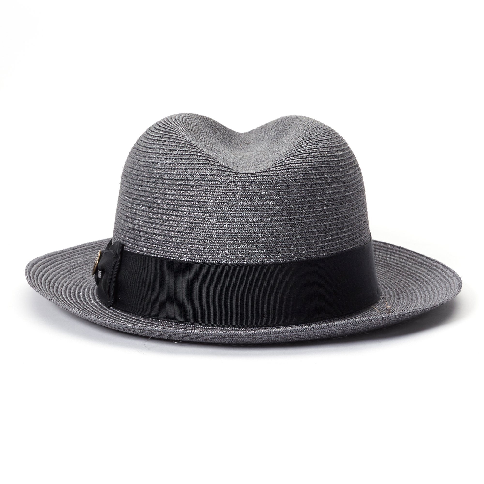 Goorin Bros. the gilder center dent medium brim straw fedora hat Grey back view