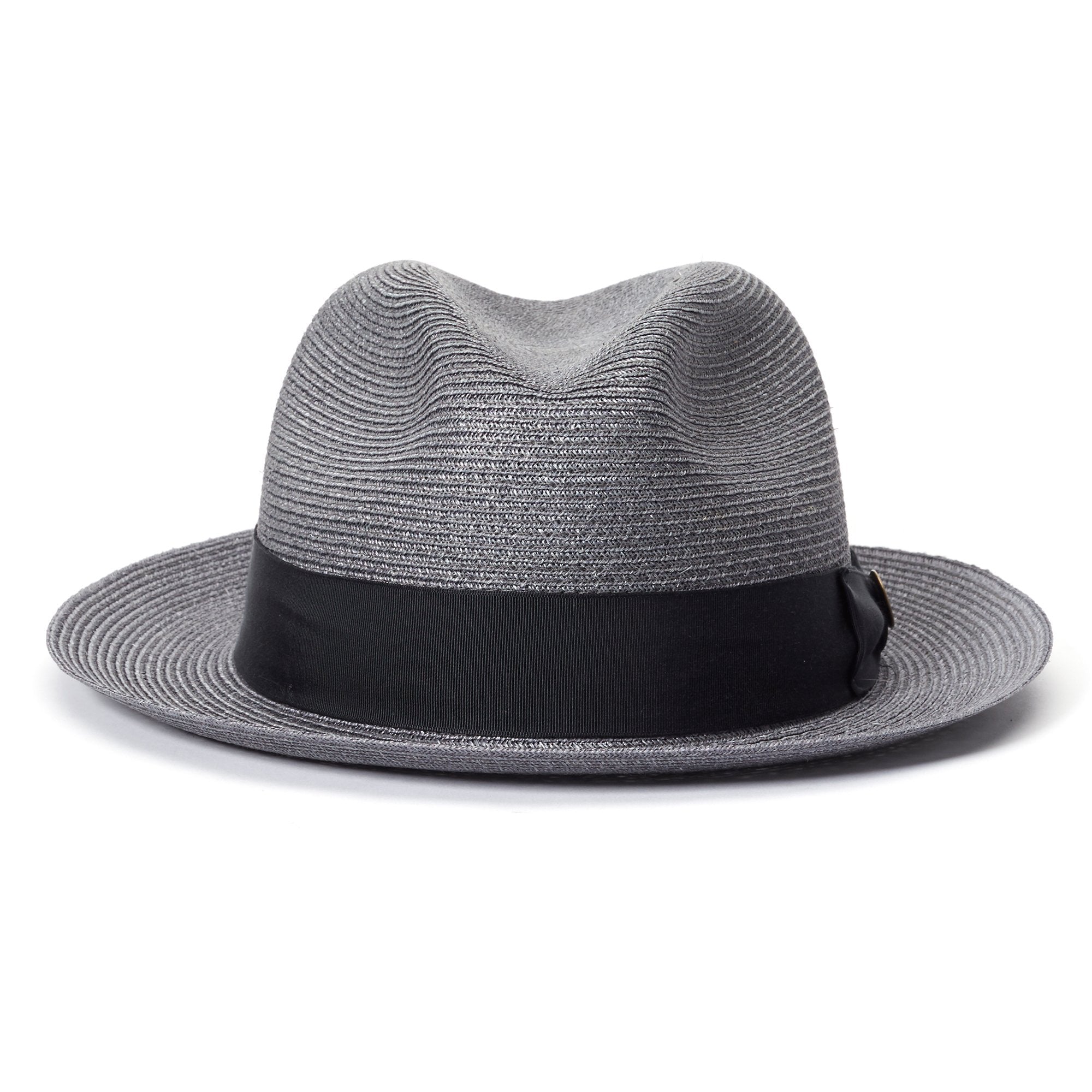 Goorin Bros. the gilder center dent medium brim straw fedora hat Grey front view