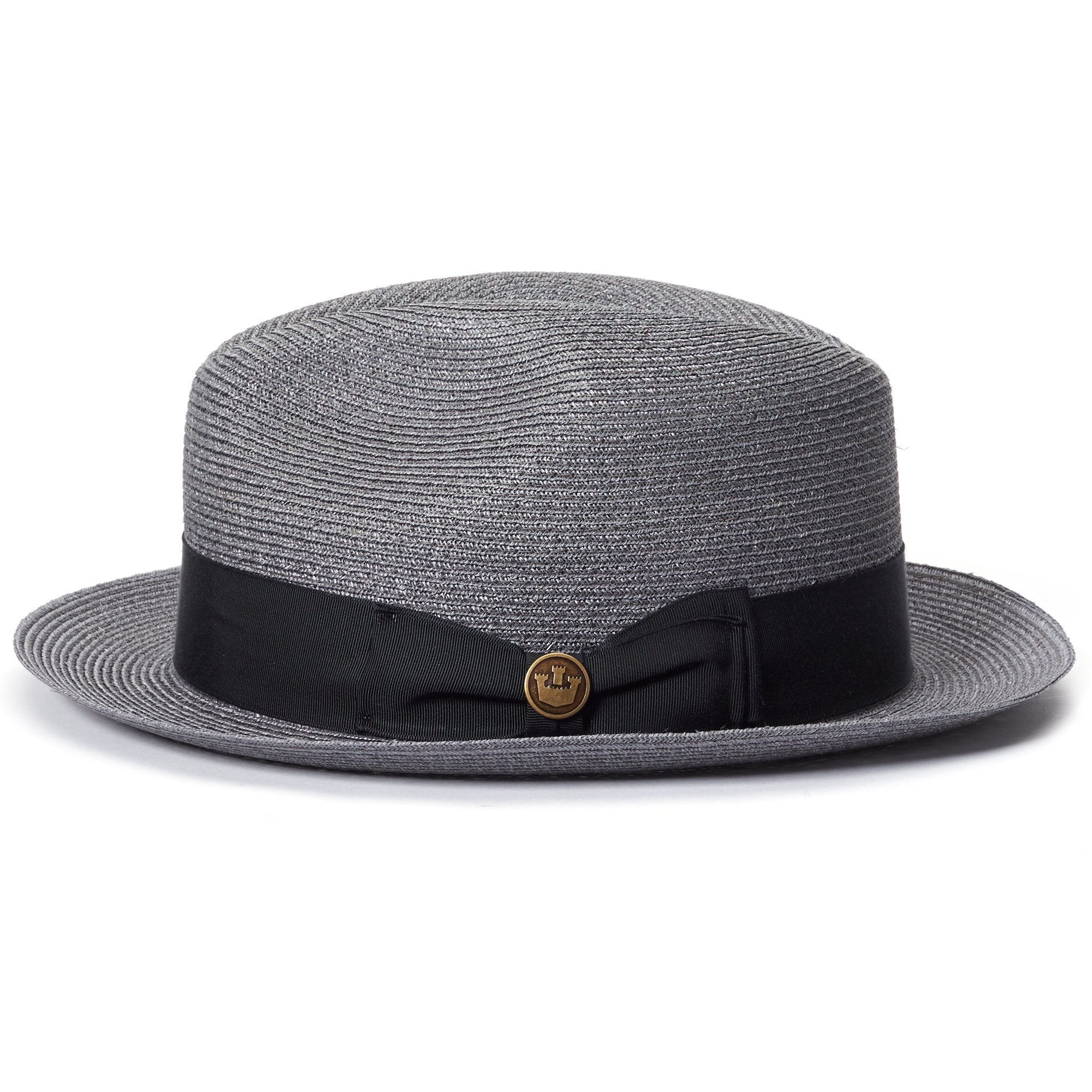 Goorin Bros. the gilder center dent medium brim straw fedora hat Grey side view