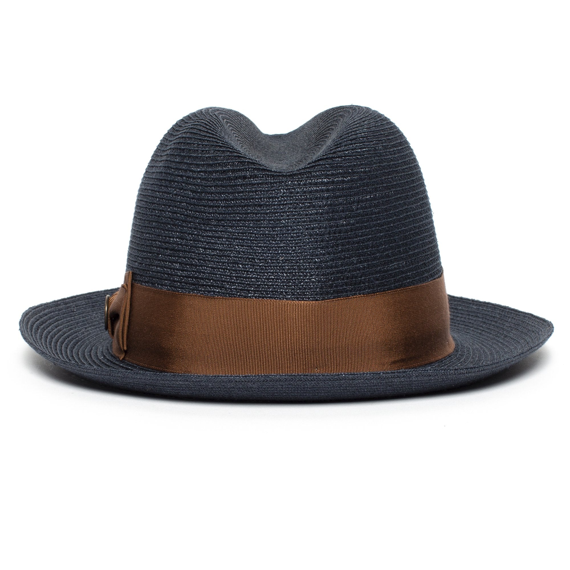 Goorin Bros. the gilder center dent medium brim straw fedora hat Navy back view