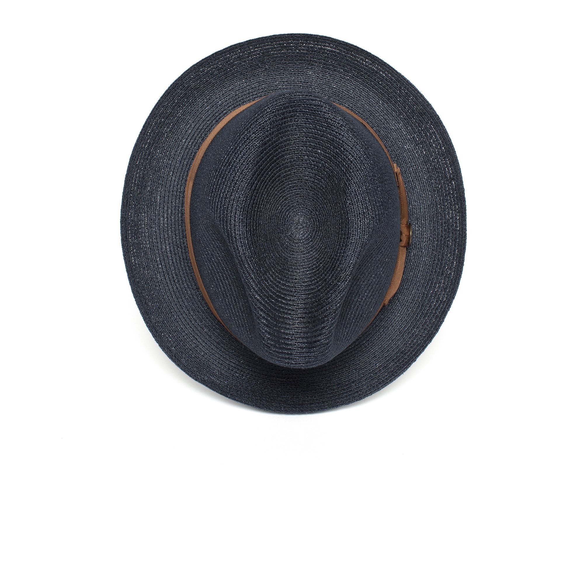 Goorin Bros. the gilder center dent medium brim straw fedora hat Navy top view