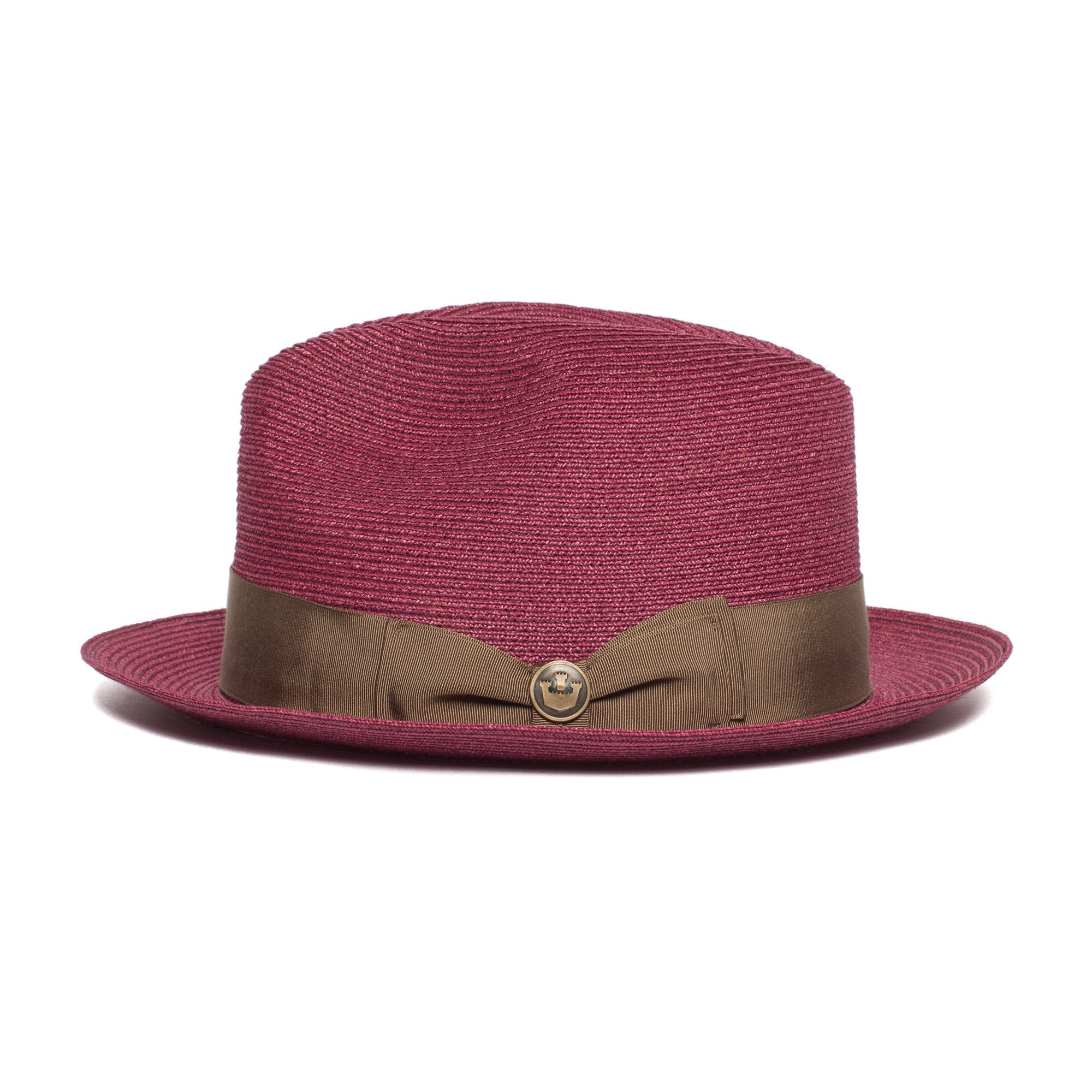 Goorin Bros. the gilder center dent medium brim straw fedora hat Red side view