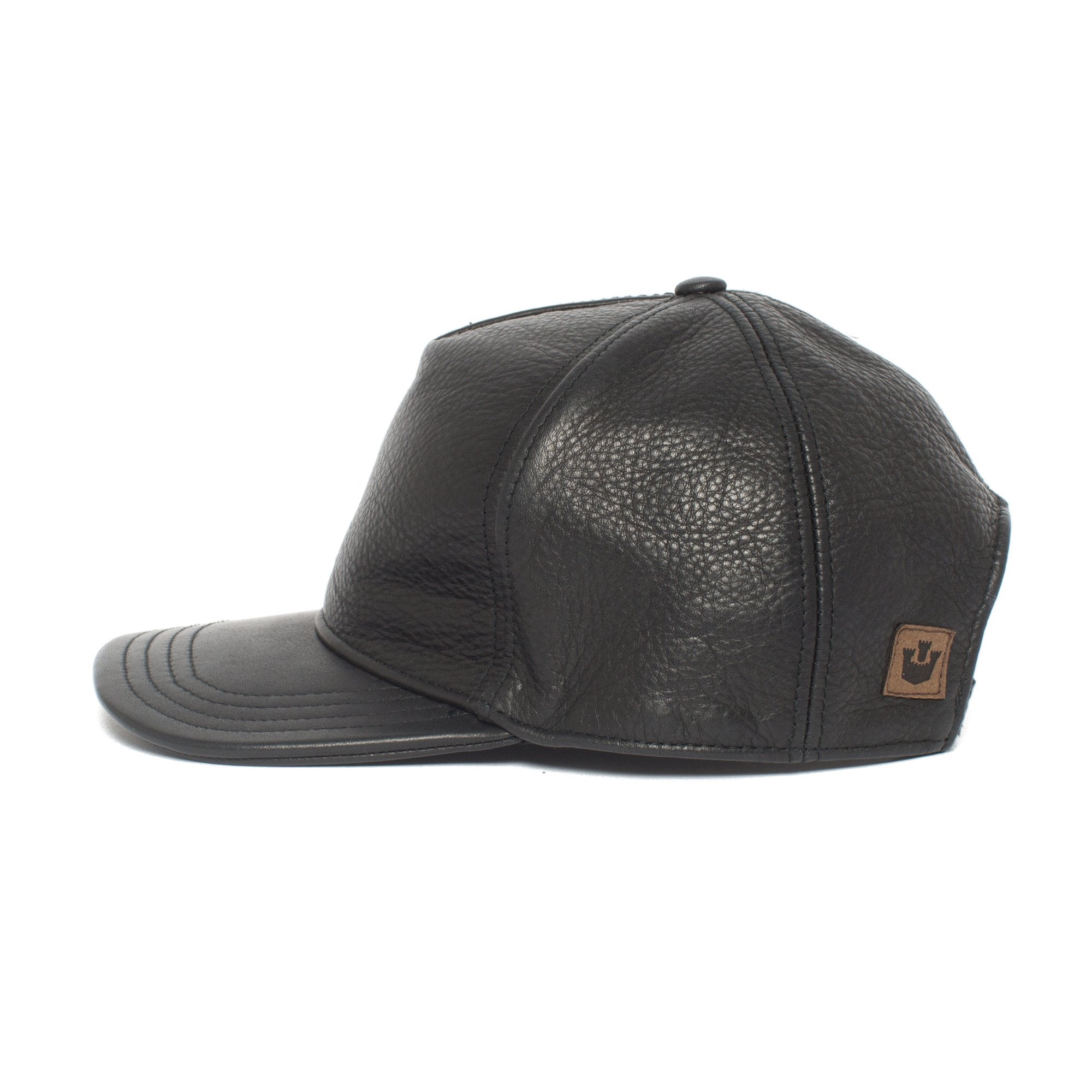 Goorin Bros. corner pocket leather baseball cap Black side view