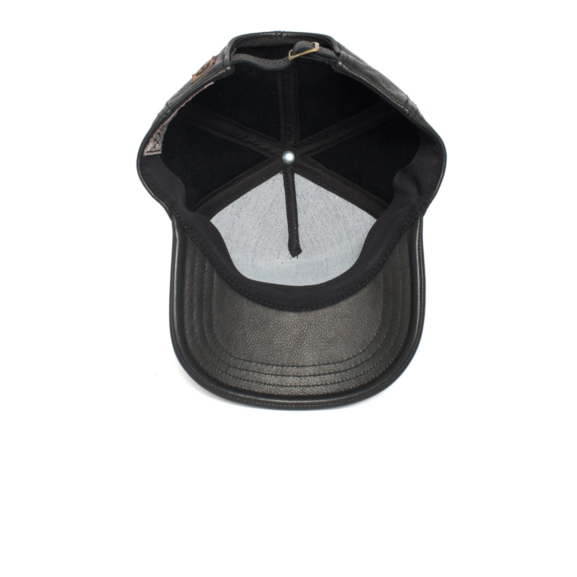 Goorin Bros. corner pocket leather baseball cap Black under view