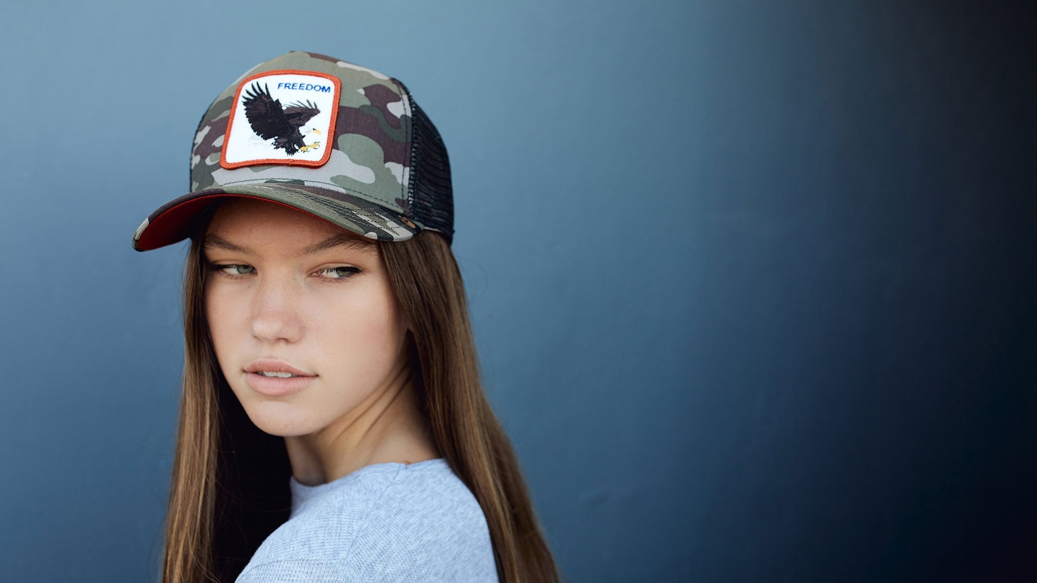 Goorin Bros. freedom cotton 5 panel baseball cap Green hero shot on female model