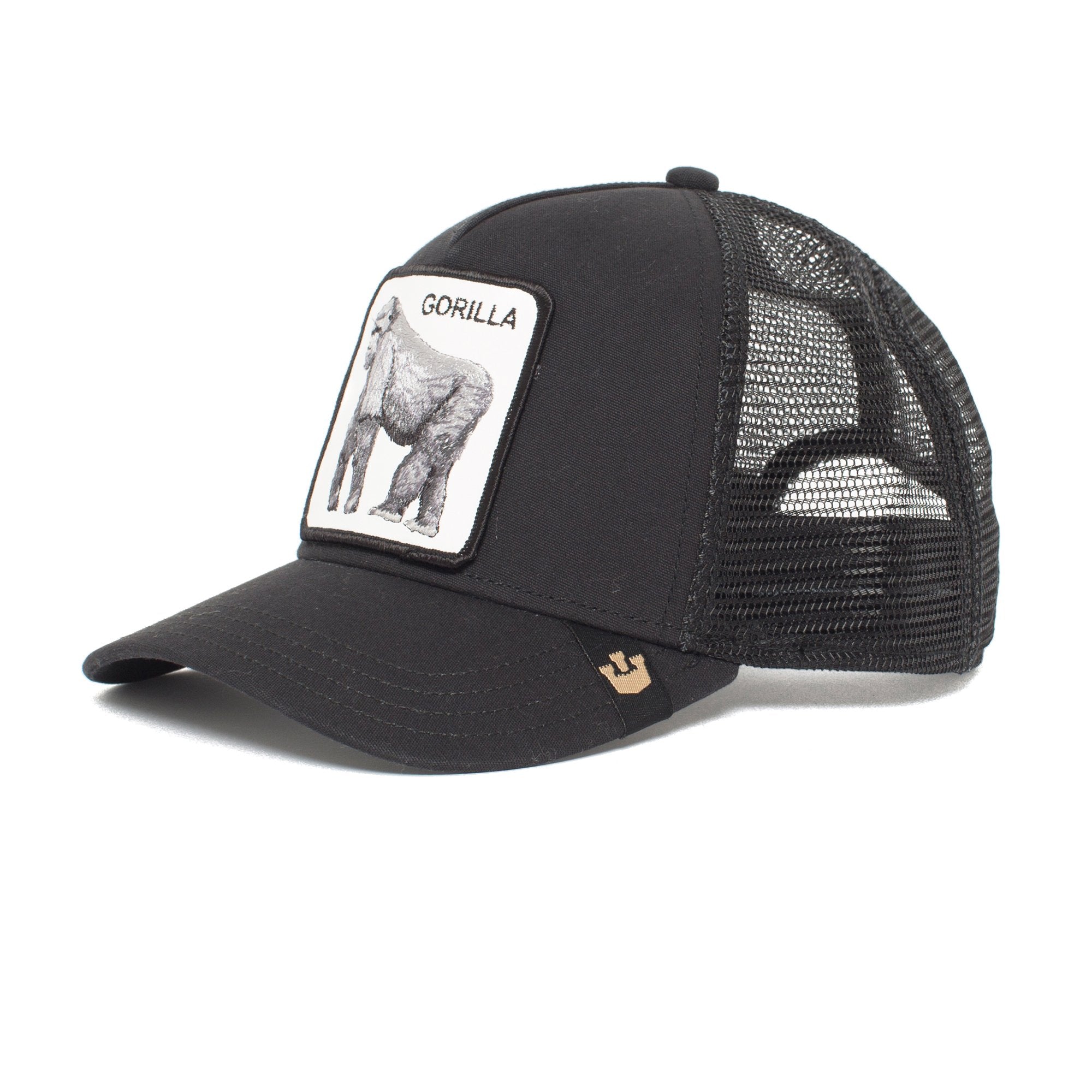 Goorin Bros. king of the jungle 5 panel trucker baseball cap Black left side view