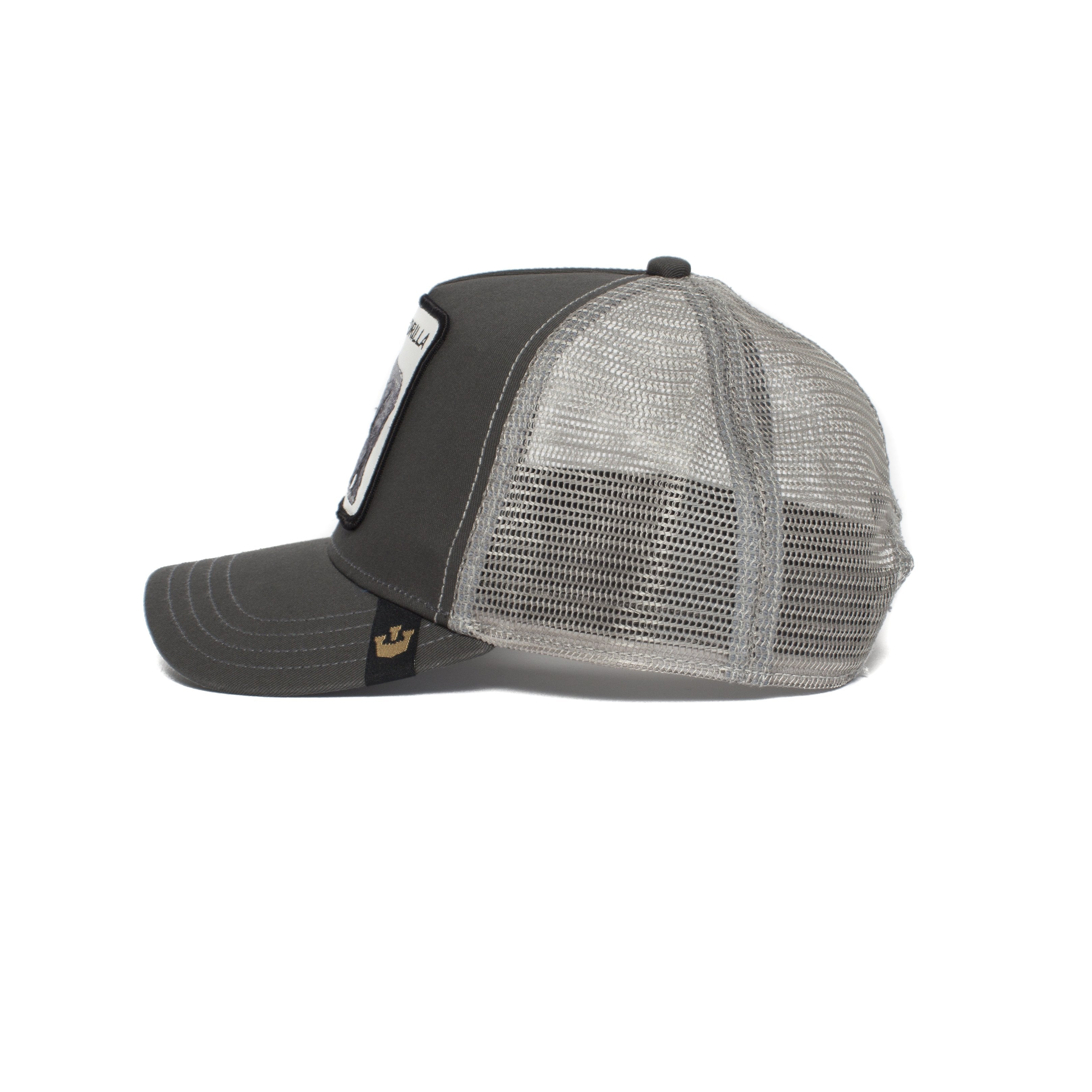 Goorin Bros. king of the jungle 5 panel trucker baseball cap Grey side view