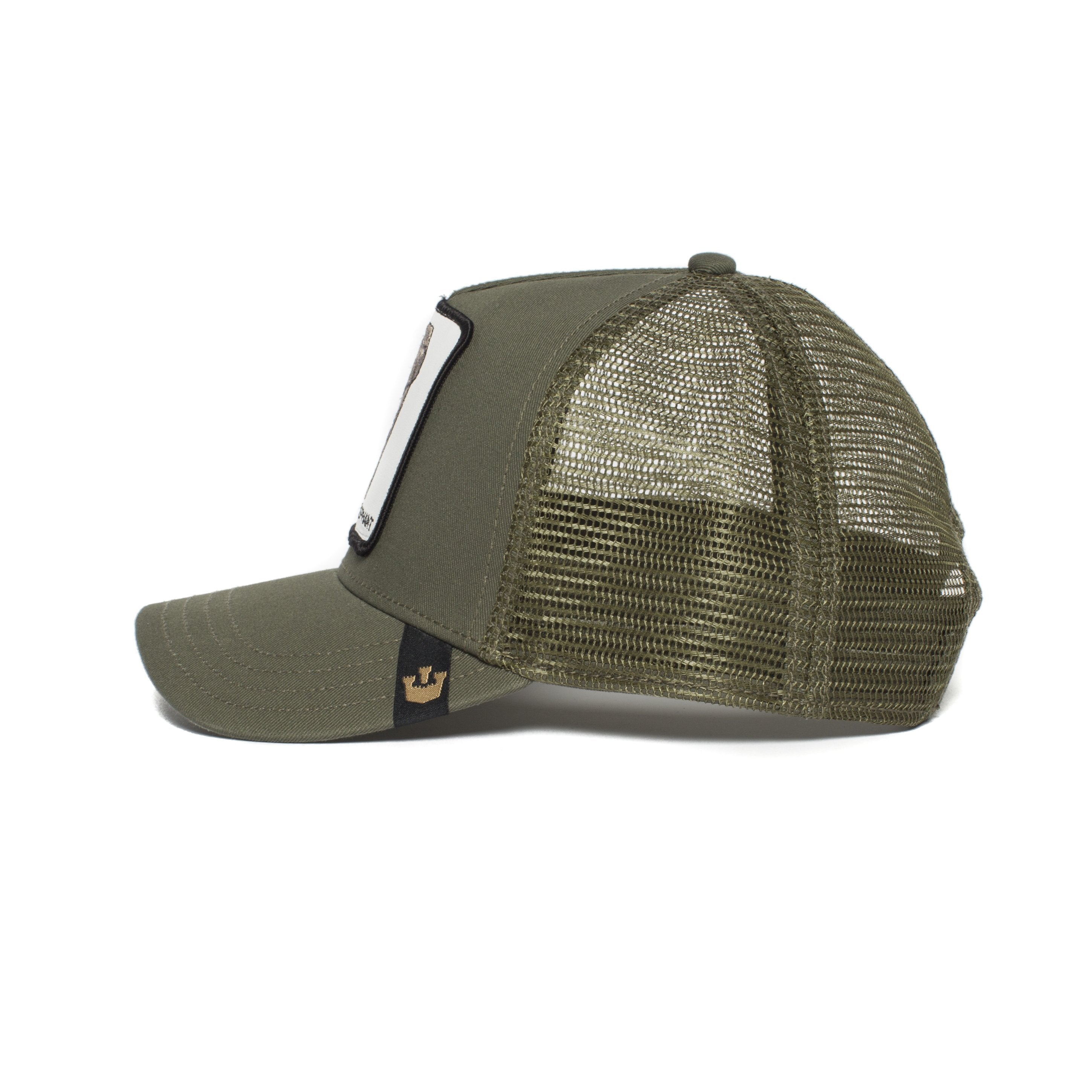 Goorin Bros. elephant 5 panel trucker baseball cap Olive side view