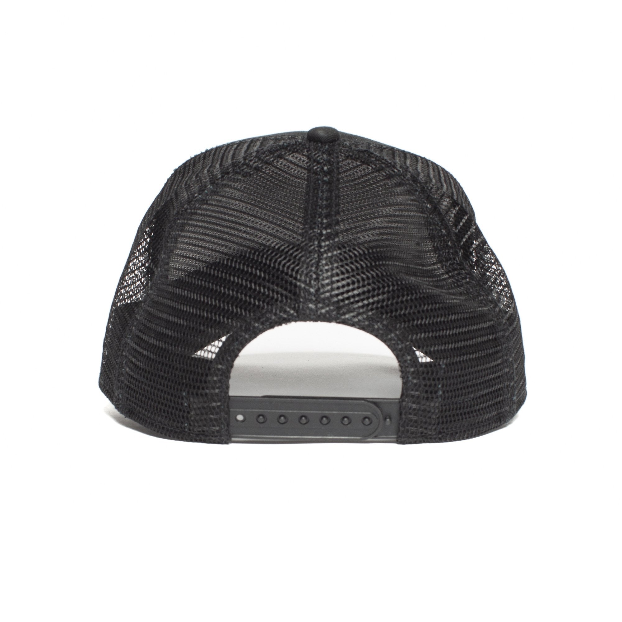 Goorin Bros. black panther cotton 5 panel trucker baseball cap Black back view