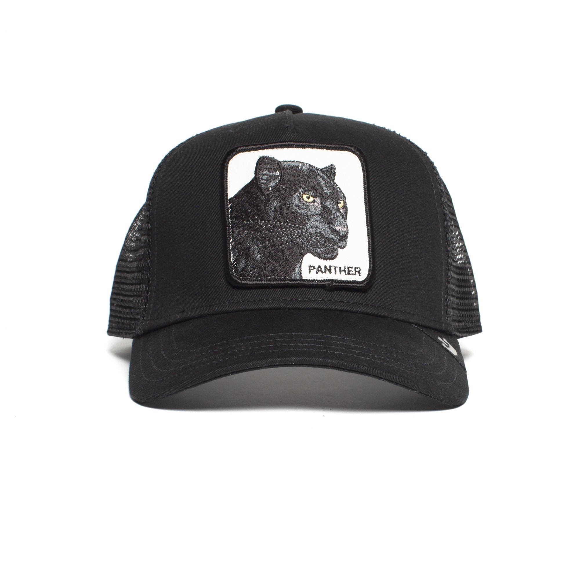 Goorin Bros. black panther cotton 5 panel trucker baseball cap Black front view