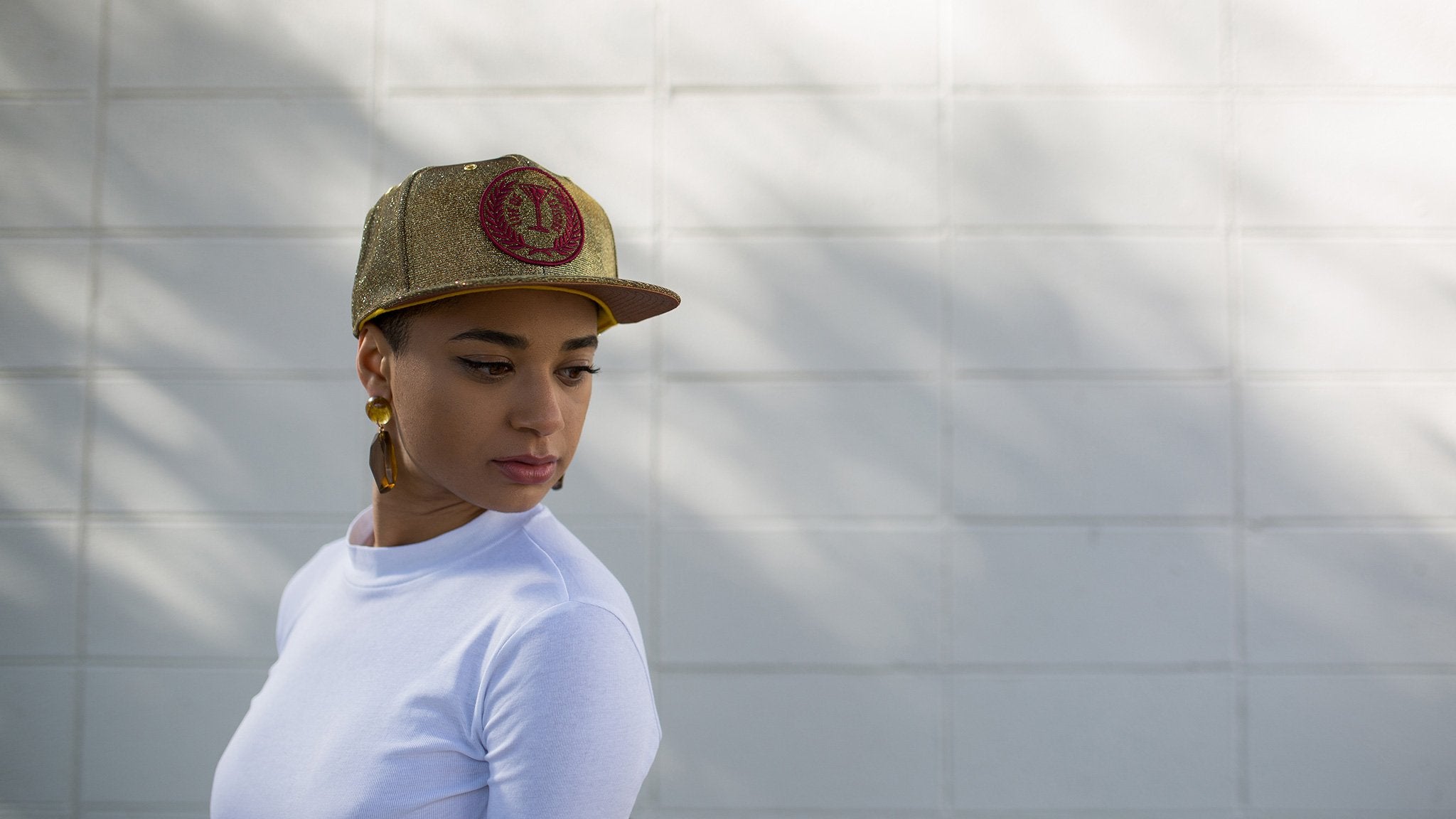Goorin Bros. gold mind pu baseball cap Gold hero shot on female model