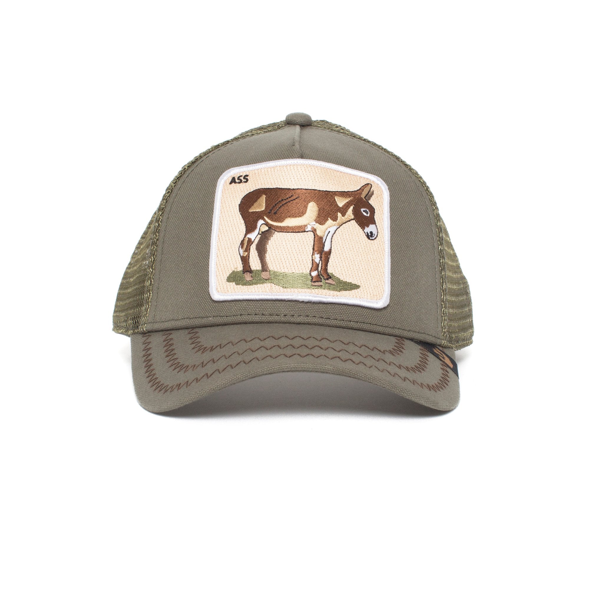 Goorin Bros. donkey ass cotton trucker baseball cap Olive front view