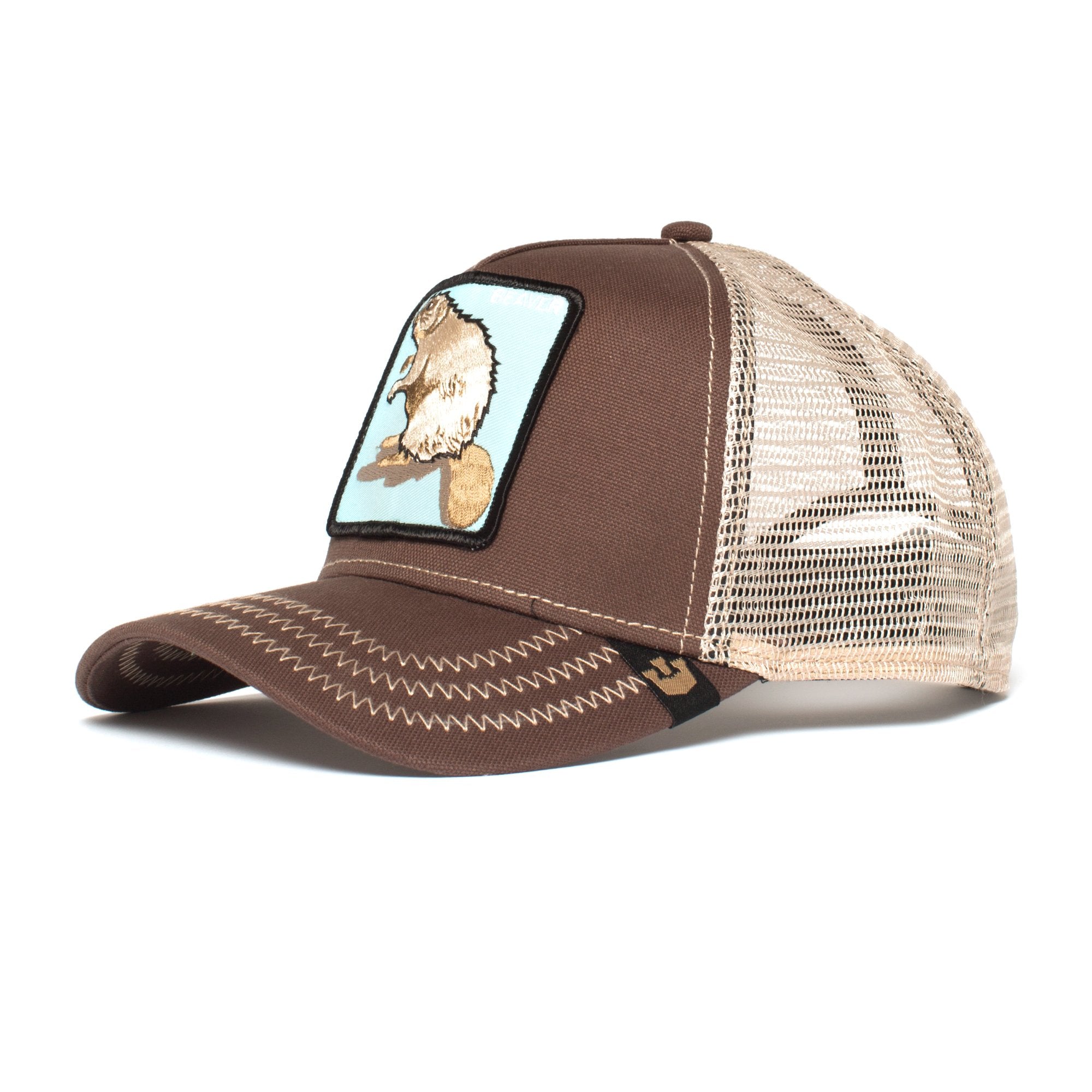 Goorin Bros. beaver cotton trucker baseball cap Brown left side view