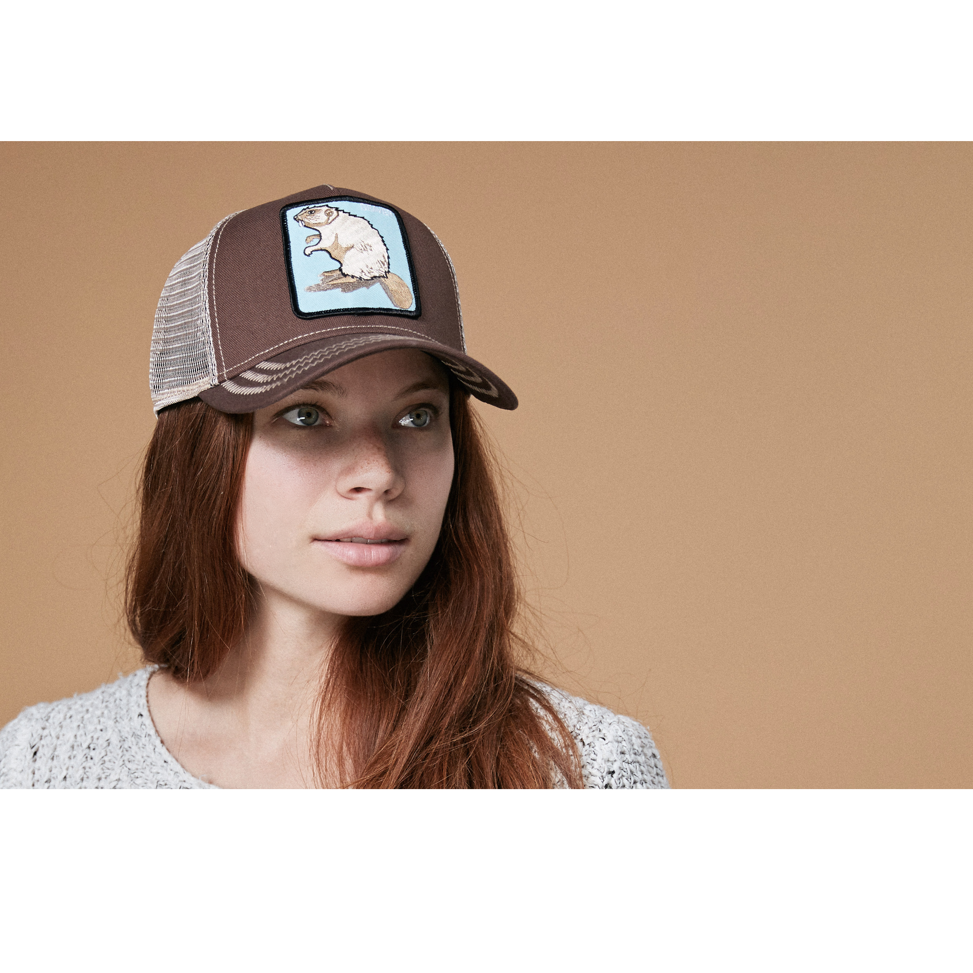 Goorin Bros. beaver cotton trucker baseball cap Brown womens styling