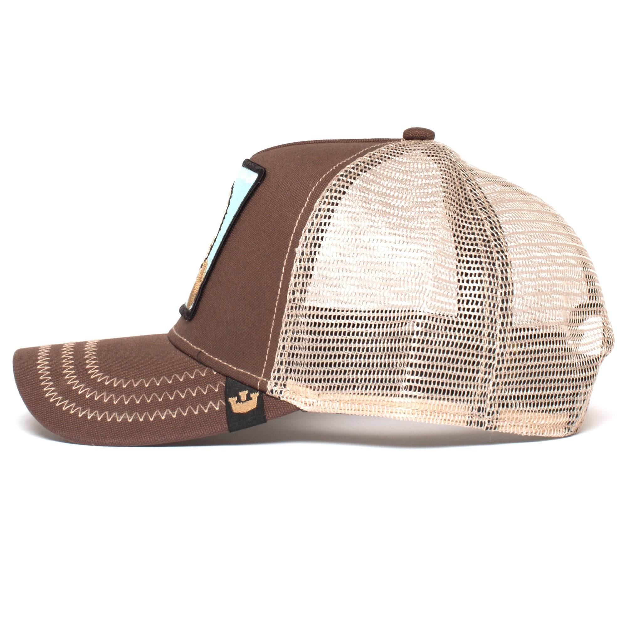 Goorin Bros. beaver cotton trucker baseball cap Brown side view
