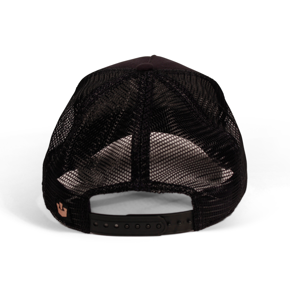 Goorin Bros. black sheep trucker baseball cap Back label Black back view