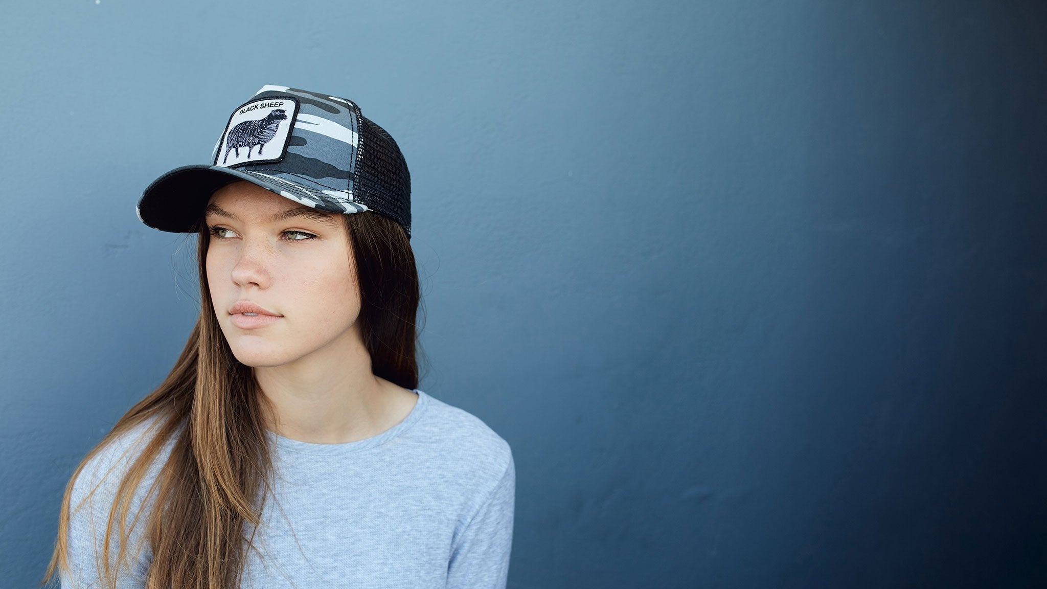 Goorin Bros. naughty lamb baseball cap Grey hero shot on female model