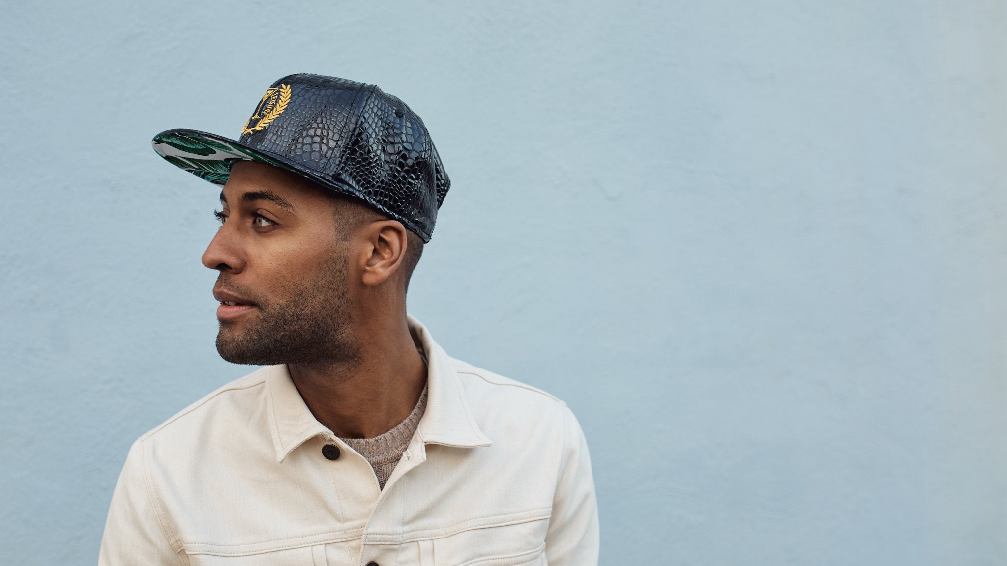 Goorin Bros. on a boat plastic flatcap baseball cap Black hero shot on male model