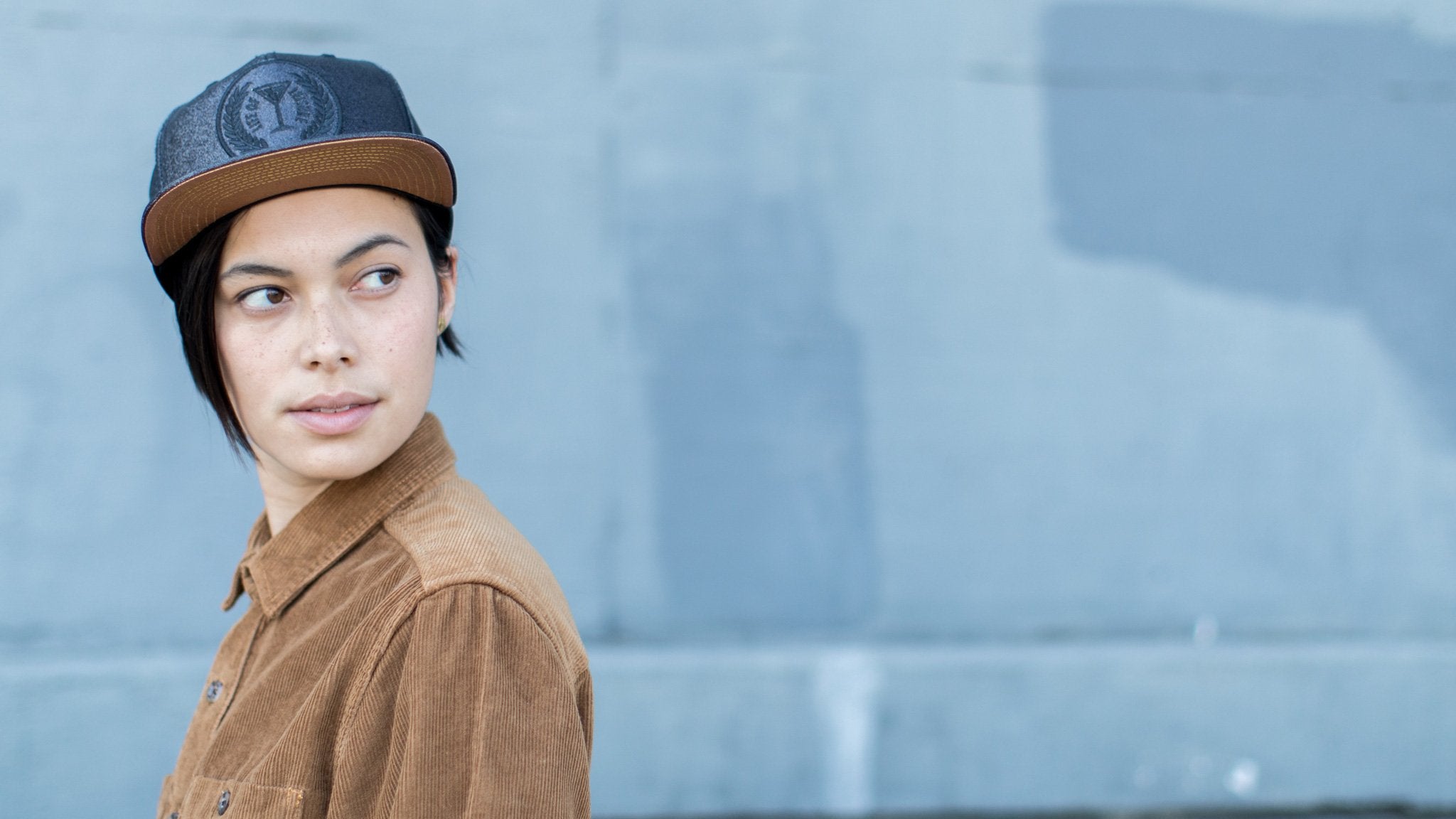 Goorin Bros. honolulu nights pu flat brim baseball cap Black hero shot on female model
