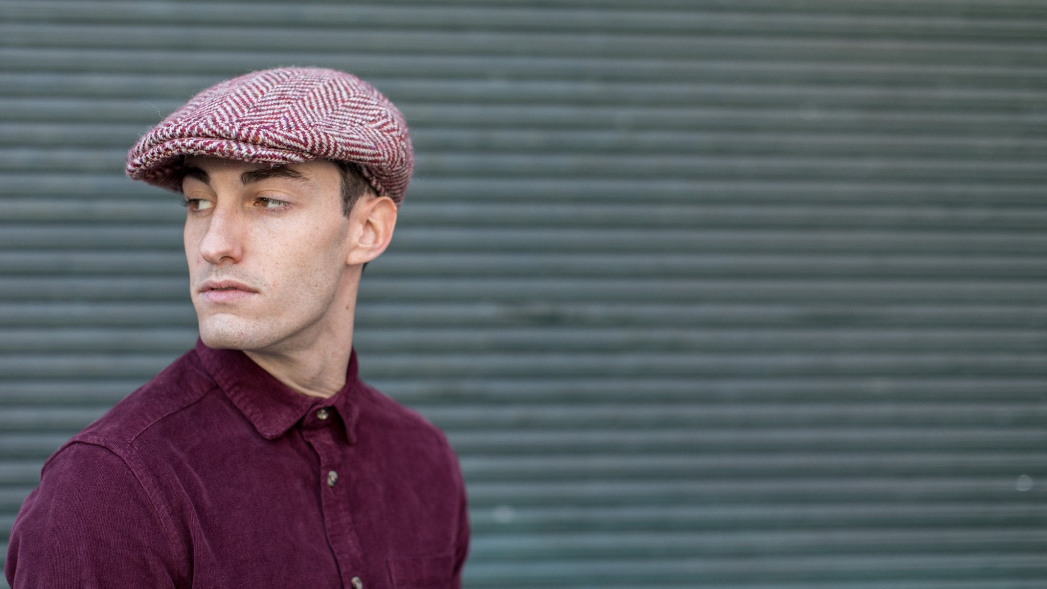 Goorin Bros. filberto wool blend ivy flatcap Red hero shot on male model