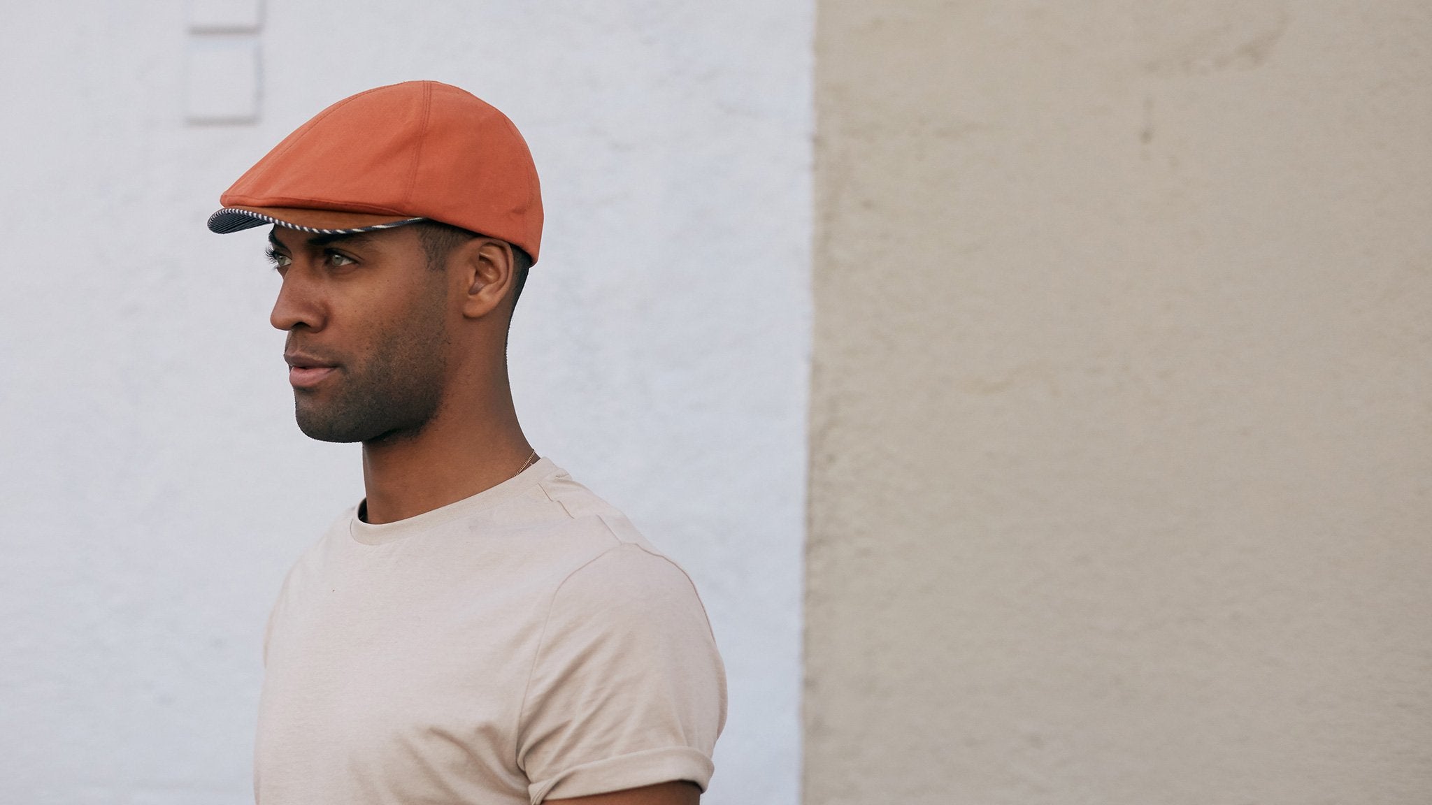 Goorin Bros. swamp water cotton 6 panel ivy flatcap Rust hero shot on male model