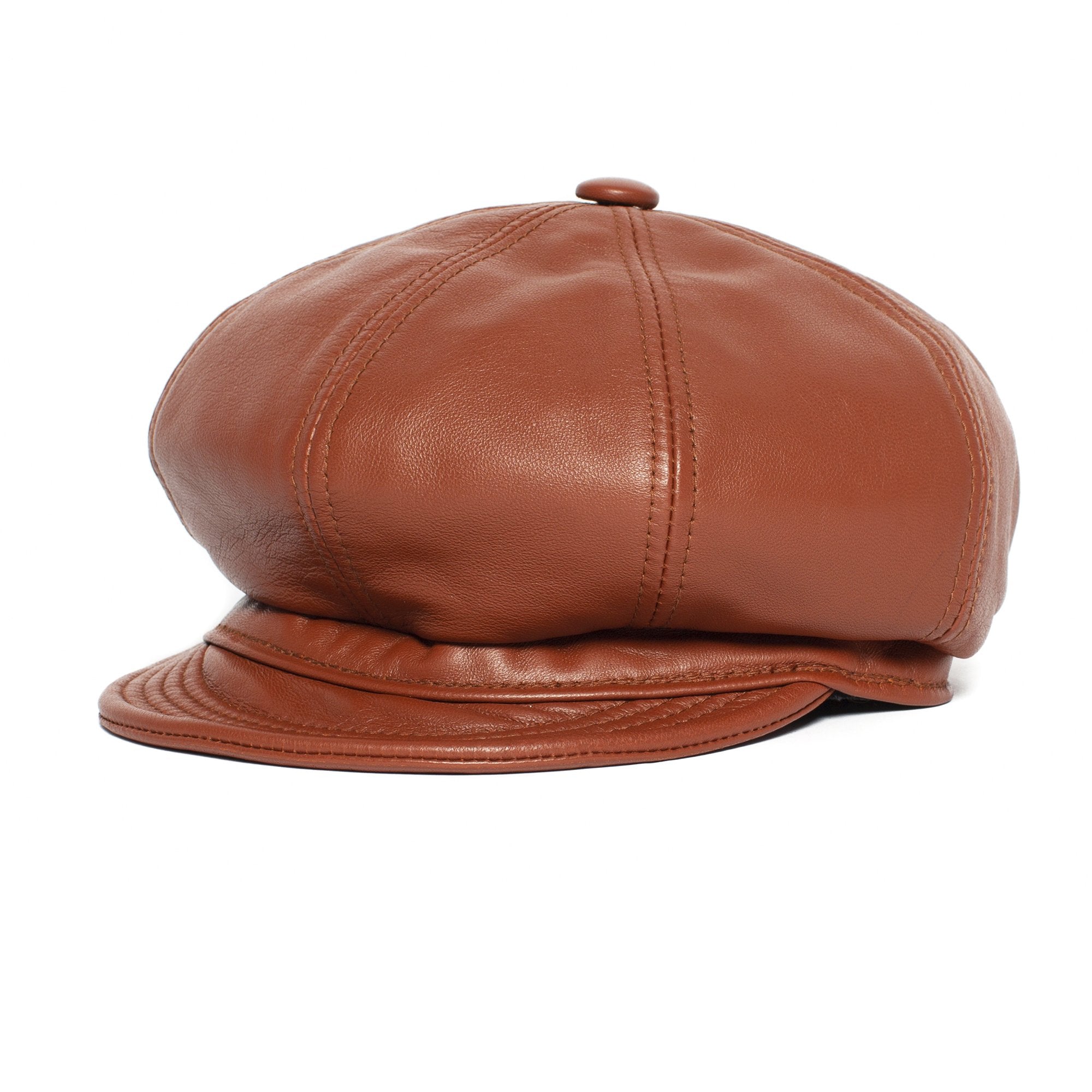 Goorin Bros. shortstack leather ivy flatcap Whiskey left side view