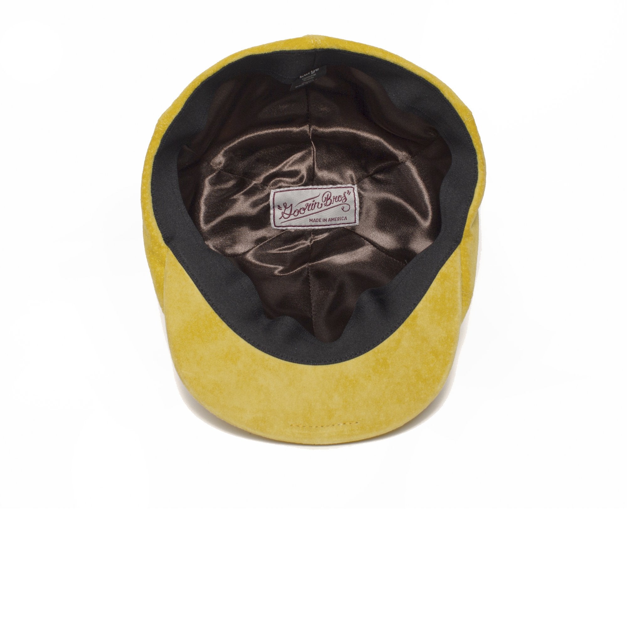Goorin Bros. slim bill suede 6 panel ivy flatcap Yellow under view
