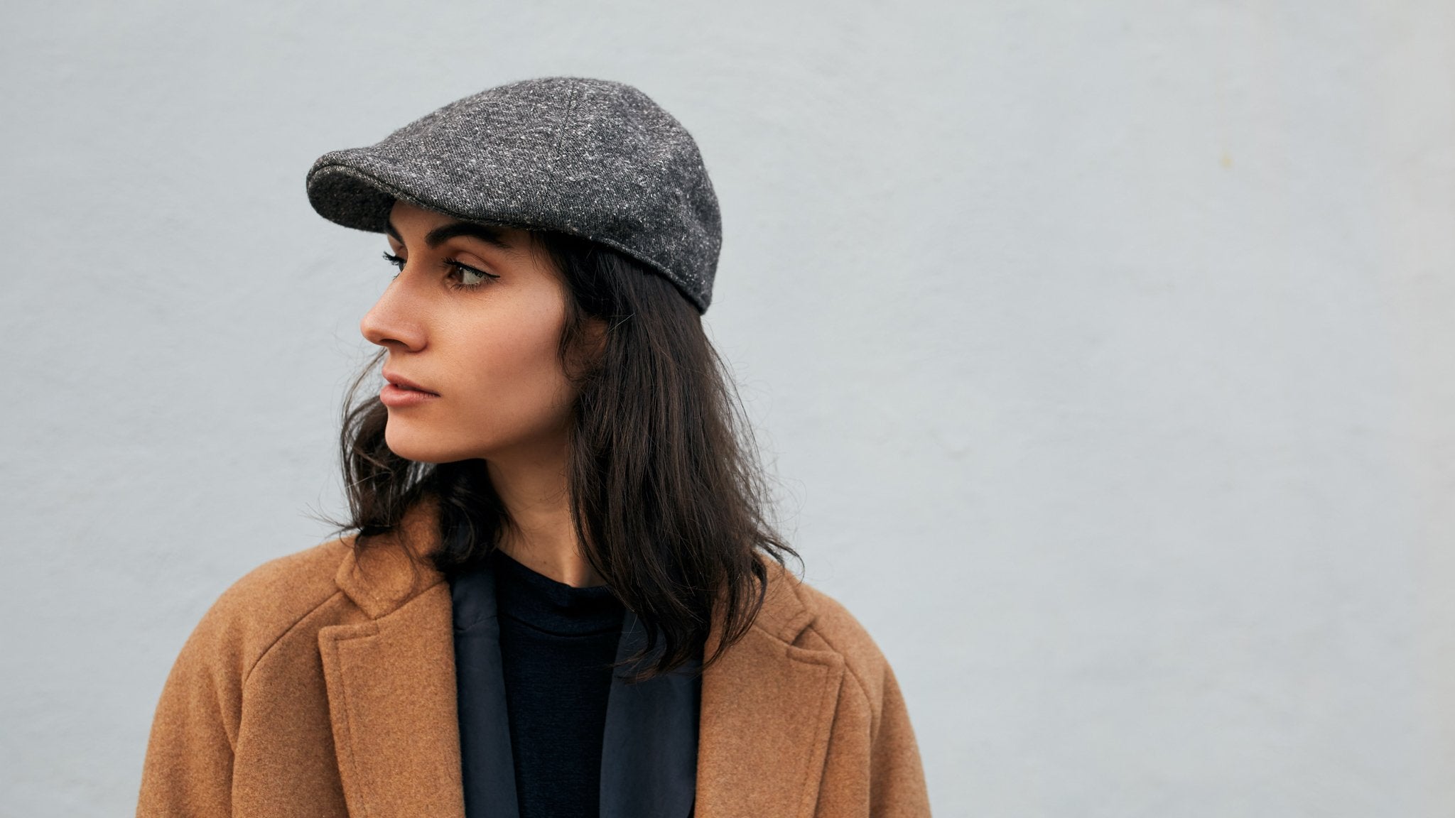 Goorin Bros. love to love ivy flatcap Black hero shot on female model