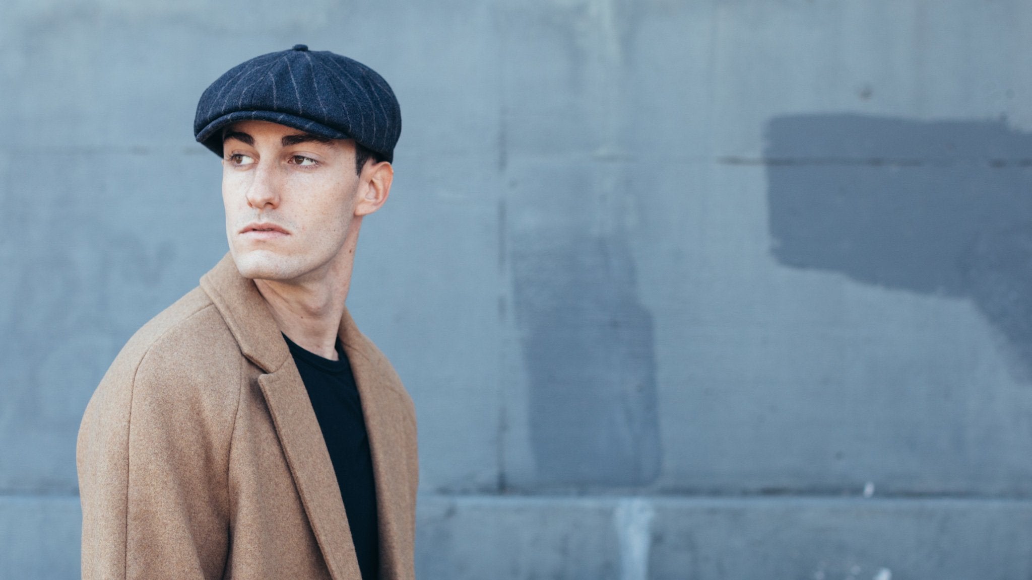 Goorin Bros. leaf me alone wool blend gatsby flatcap Charcoal hero shot on male model