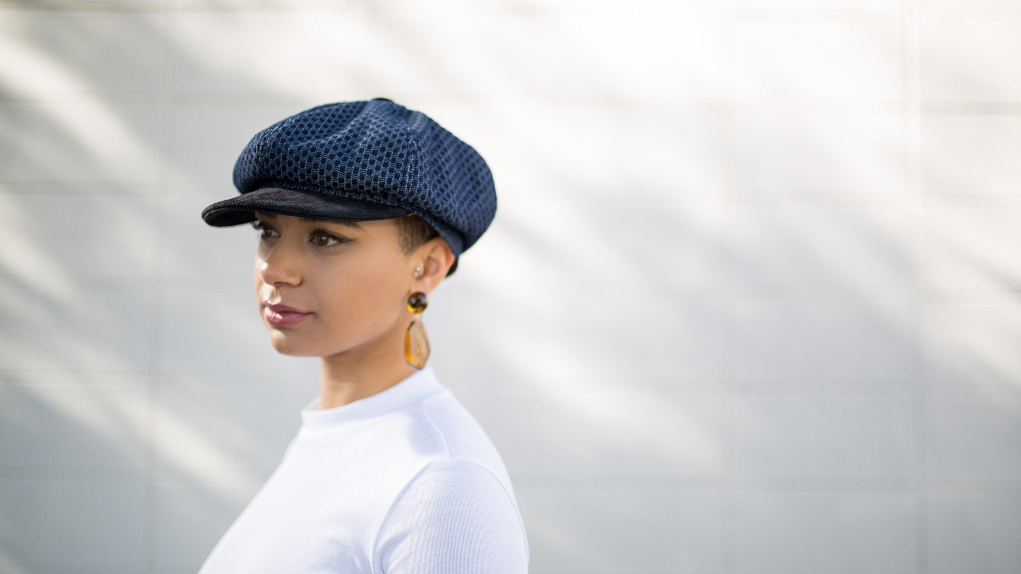 Goorin Bros. splish splash gatsby Navy hero shot on female model