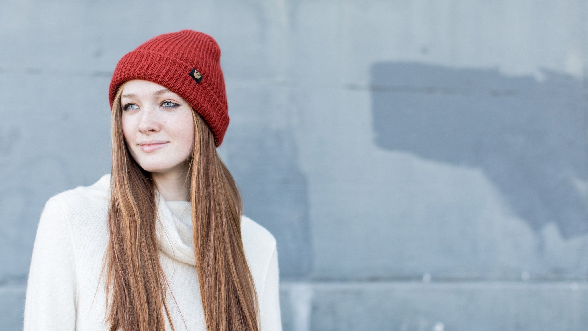 Goorin Bros. fresh tracks acrylic beanie Orange hero shot on female model