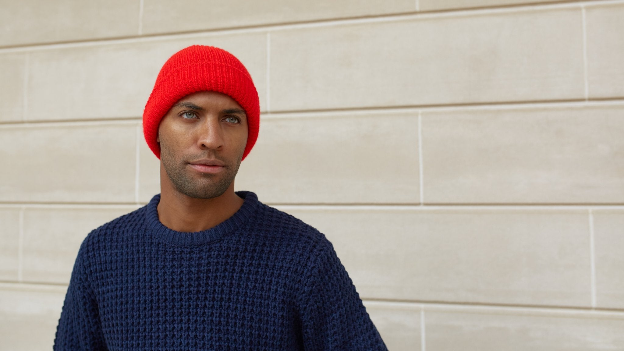 Goorin Bros. fresh tracks acrylic beanie Scarlet hero shot on male model