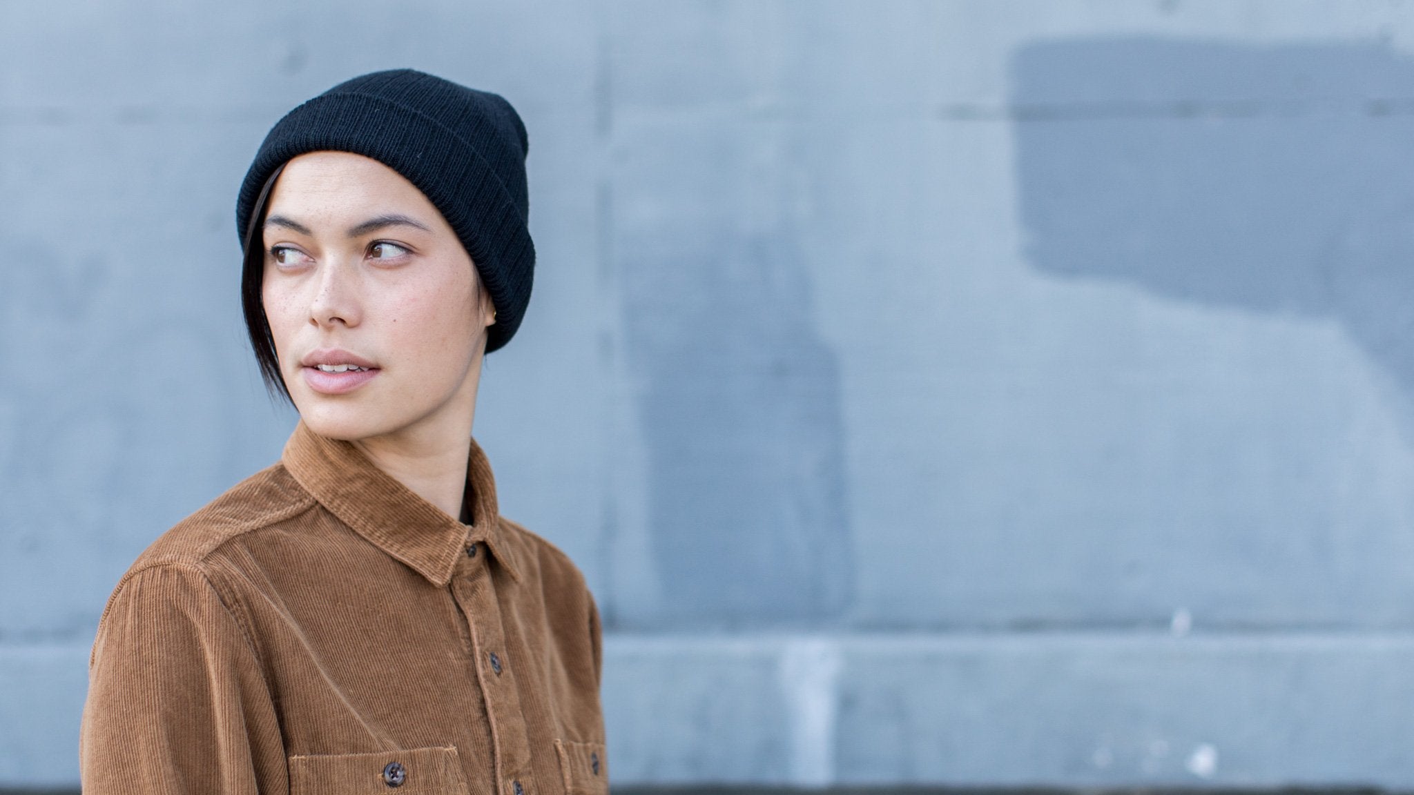 Goorin Bros. dark knight acrylic knit beanie Black hero shot on female model