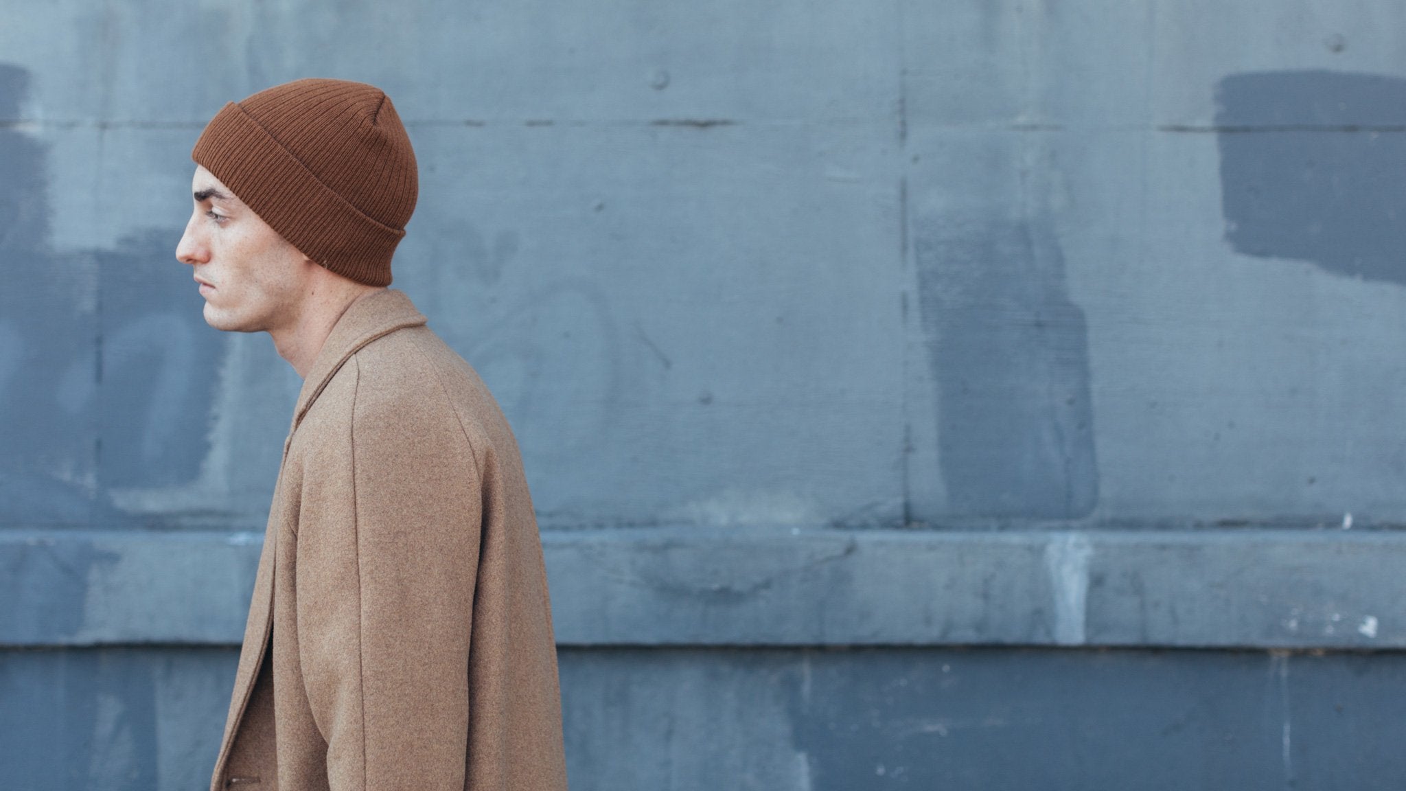 Goorin Bros. dark knight acrylic knit beanie Copper hero shot on male model