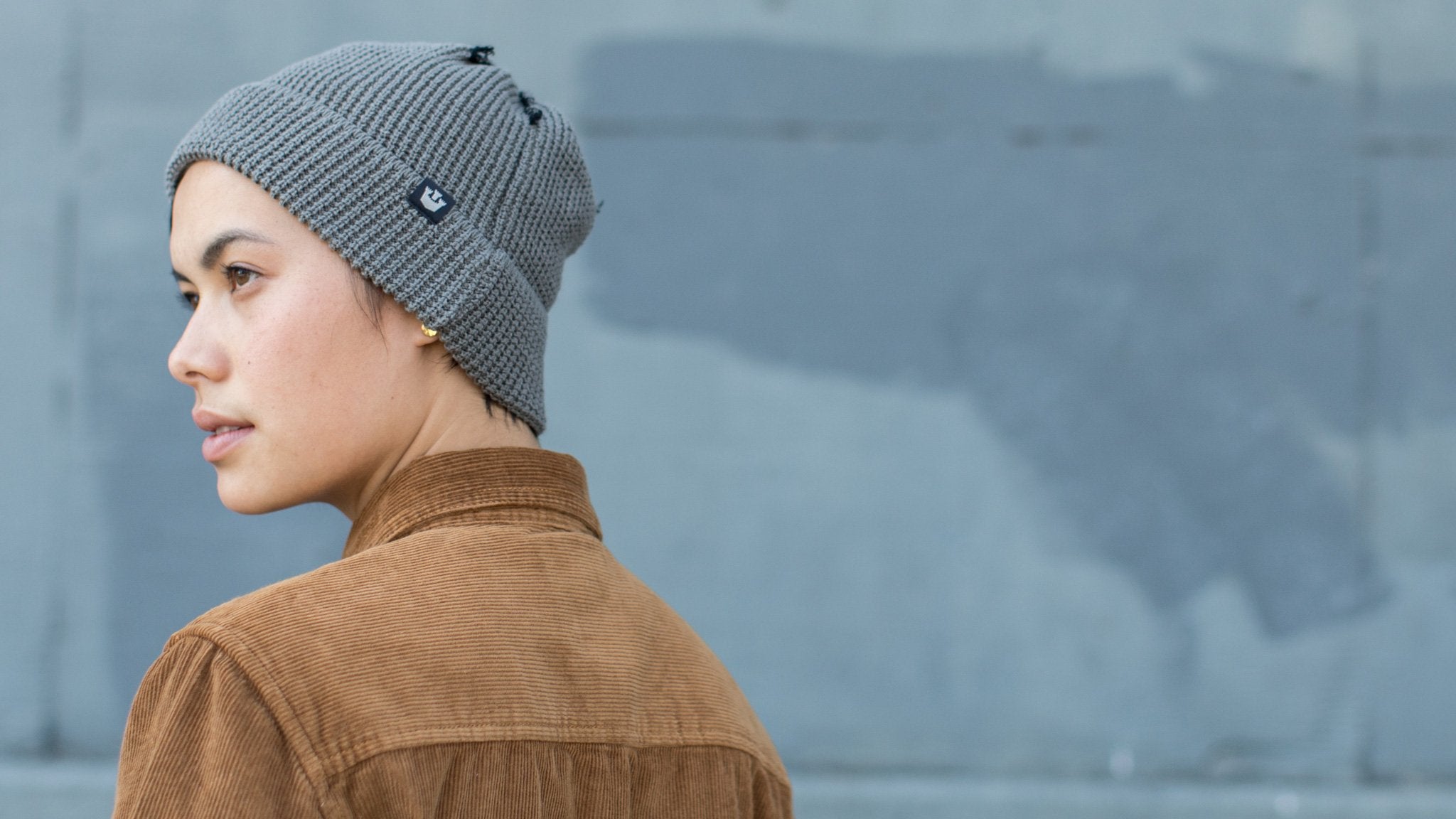 Goorin Bros. bundle up cotton beanie Charcoal hero shot on female model
