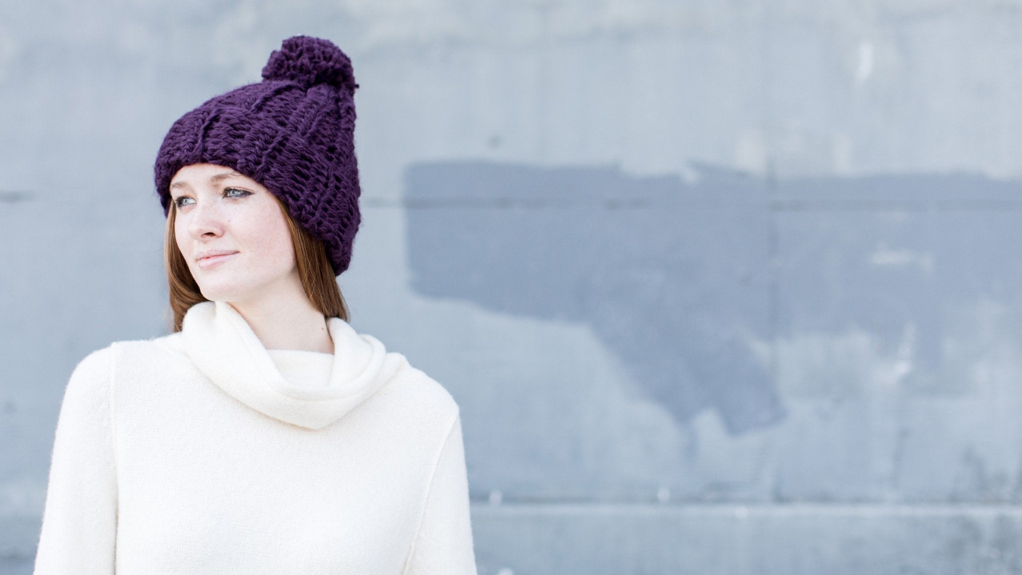 Goorin Bros. nippy acrylic beanie Purple hero shot on female model