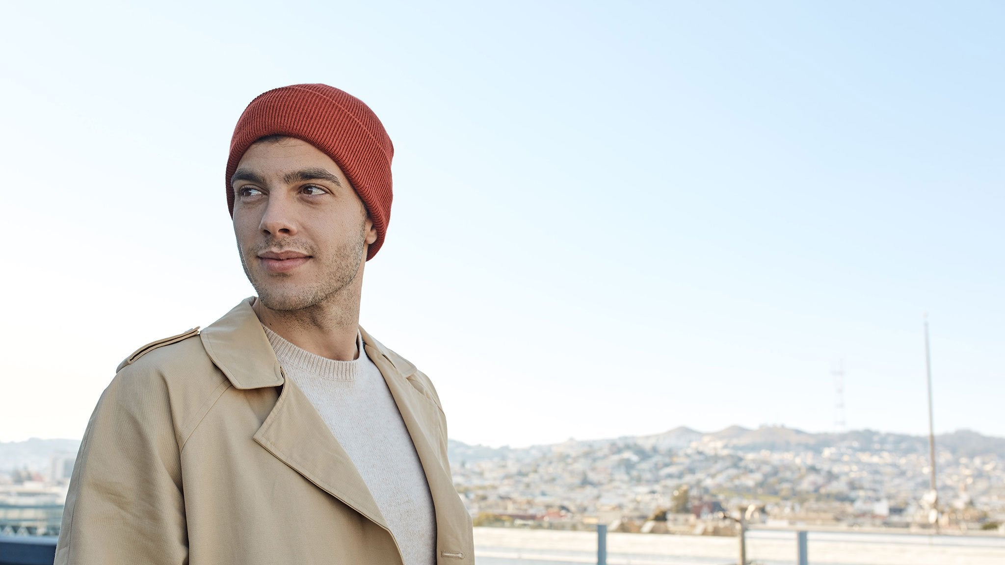 Goorin Bros. flash mob acrylic knit beanie Red hero shot on male model