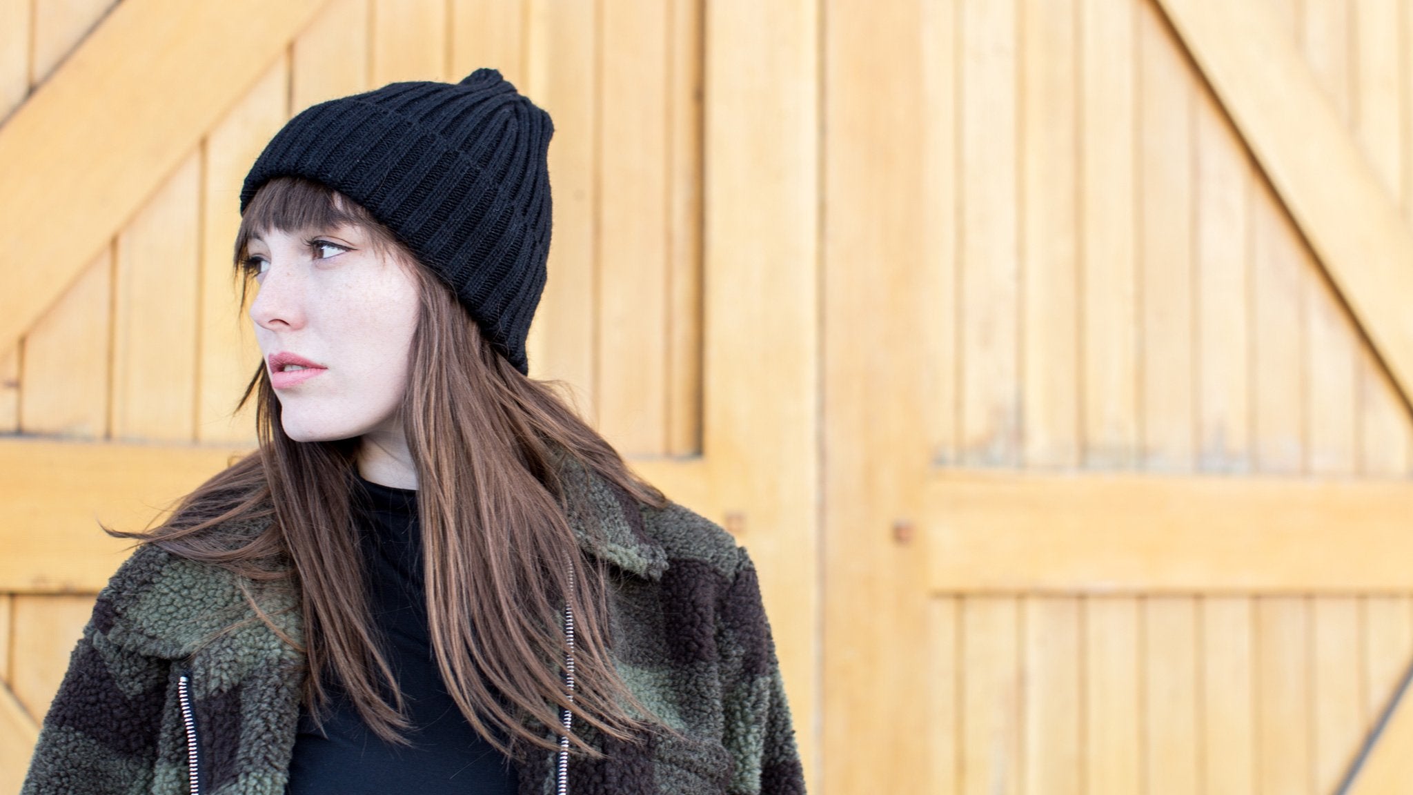 Goorin Bros. dave wool beanie Black hero shot on female model