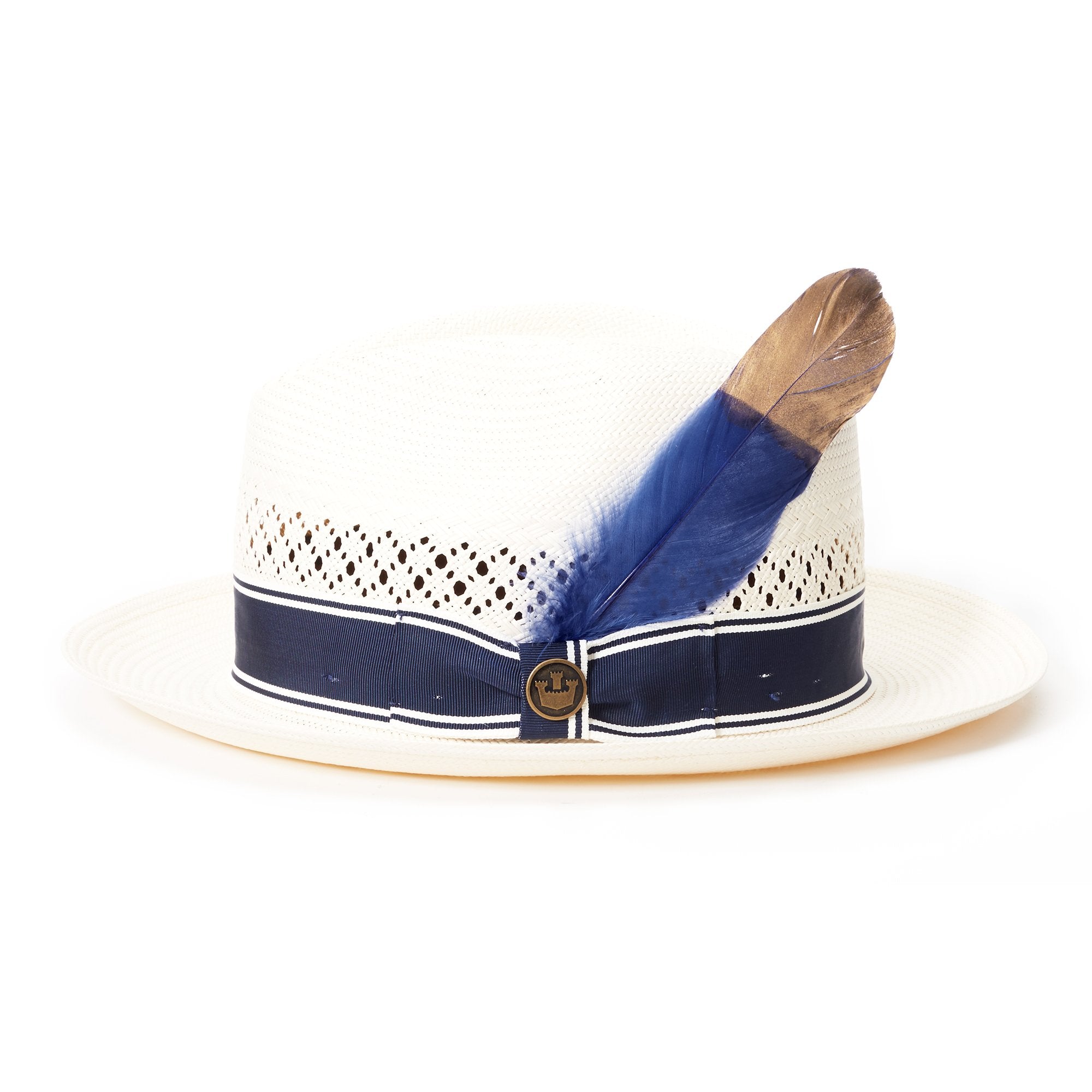 Goorin Bros. peep those feather Navy left side view
