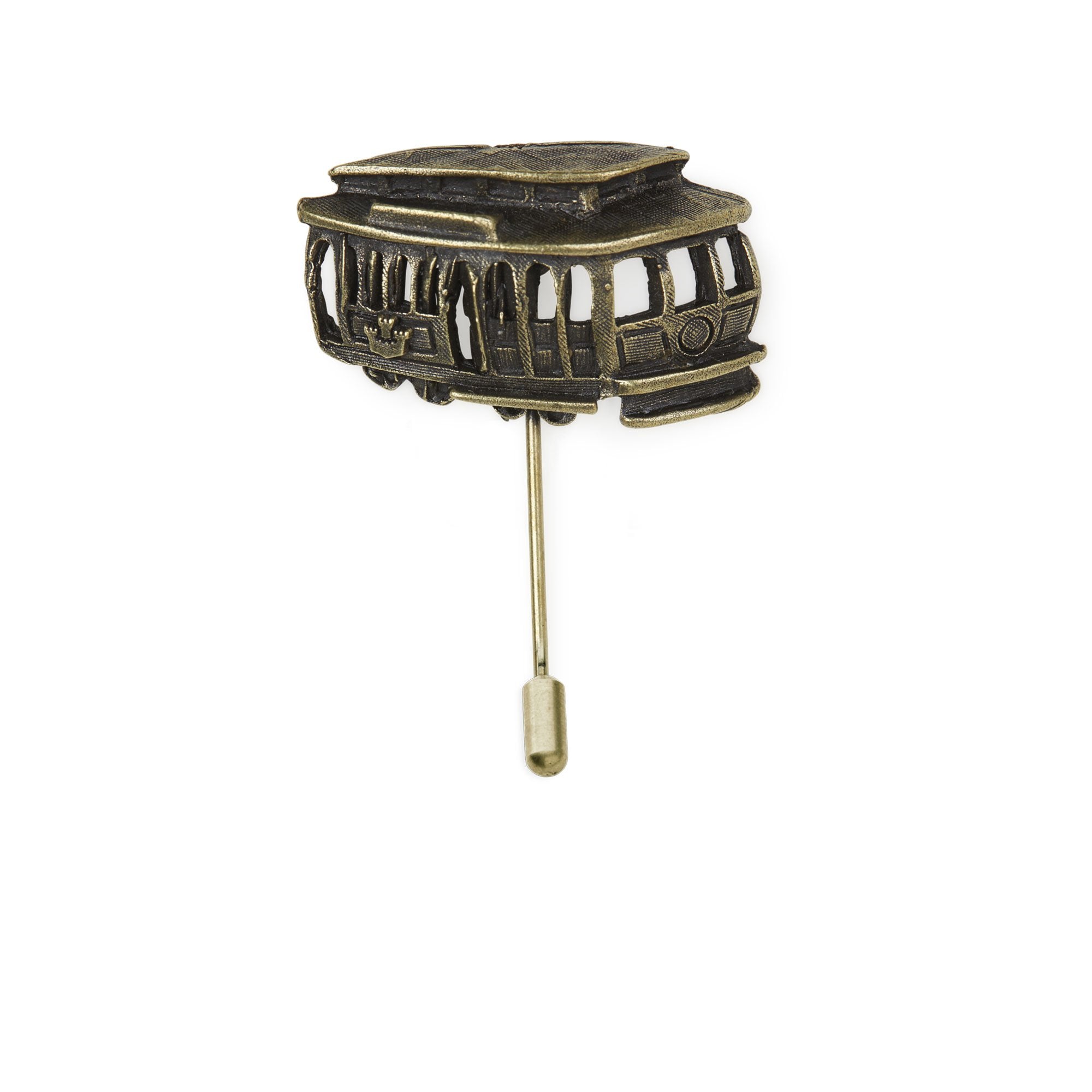 Goorin Bros. san francisco trolley hat pin pin Antique Brass front view