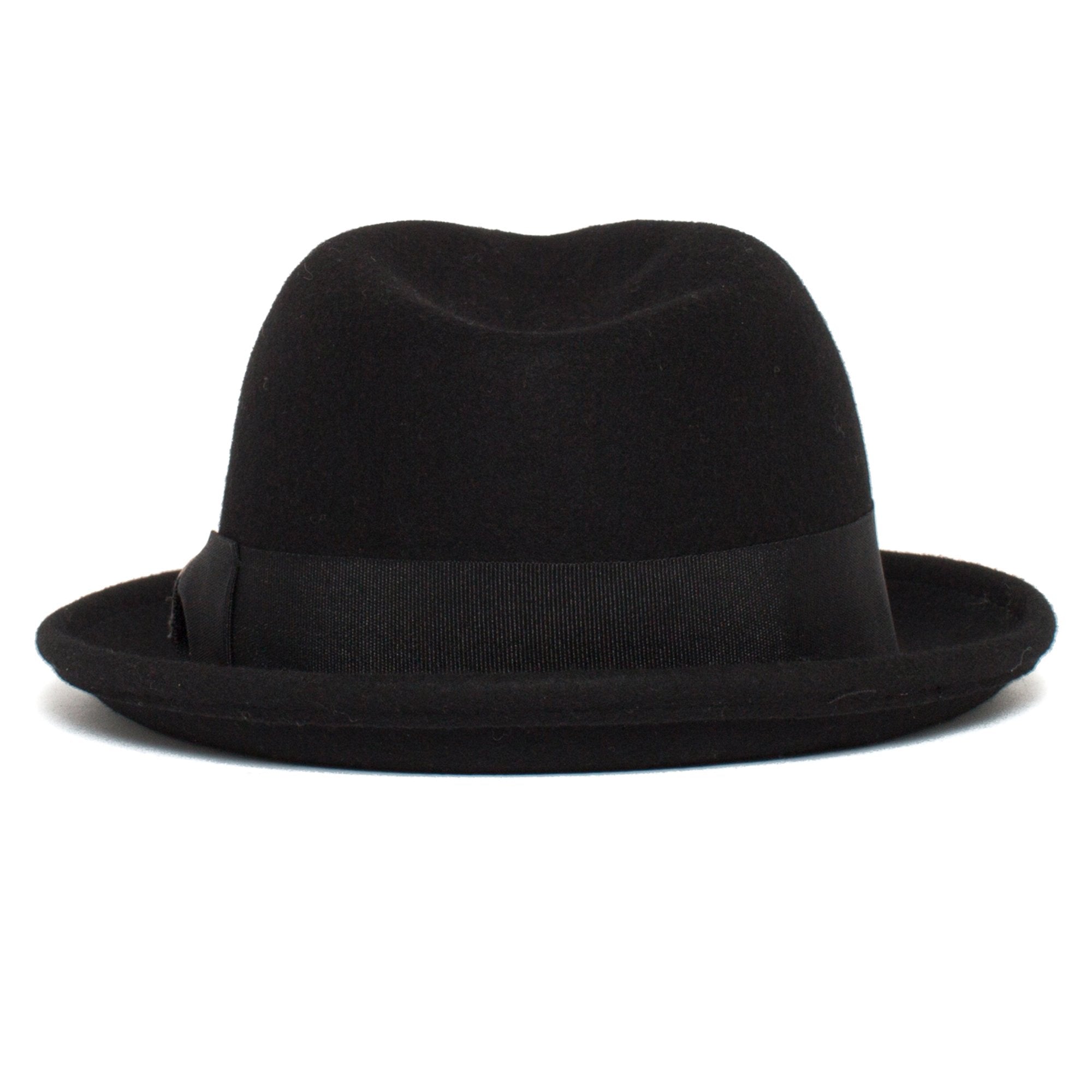 Goorin Bros. big boy center dent short brim felt fedora hat Black back view