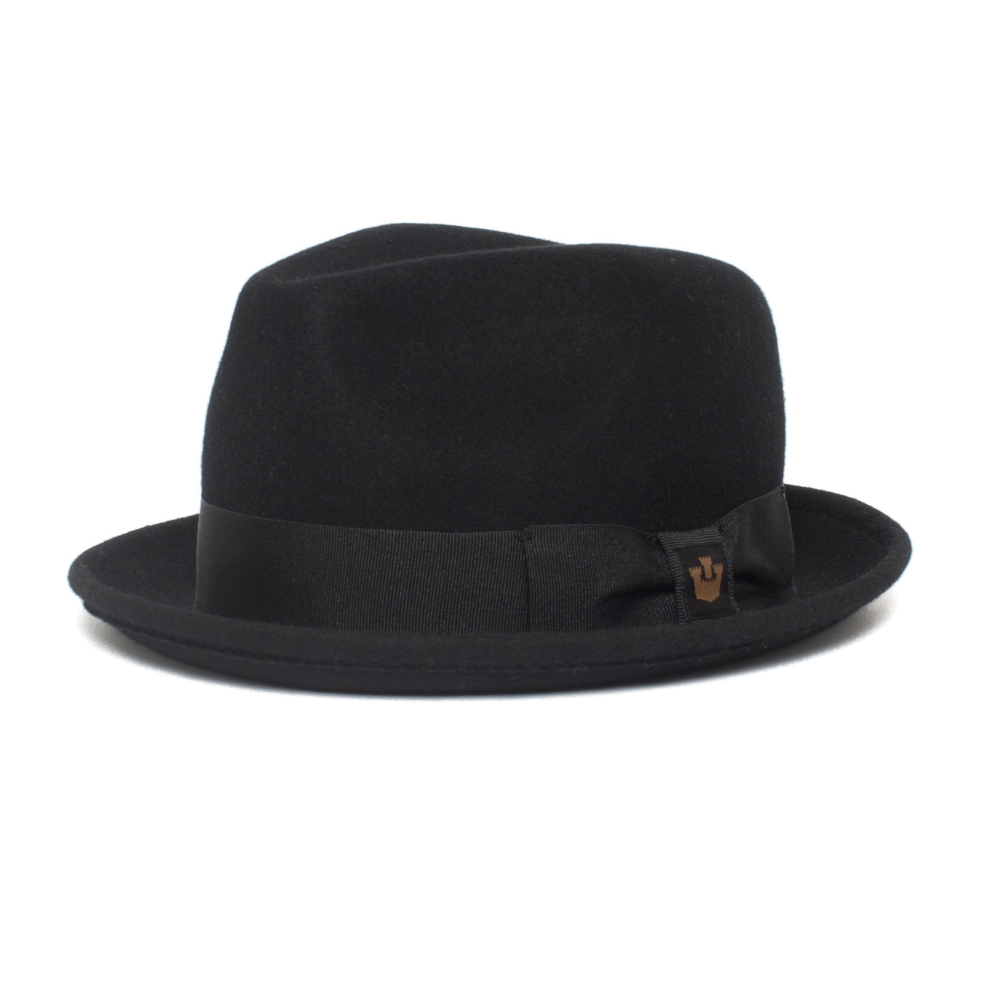Goorin Bros. big boy center dent short brim felt fedora hat Black left side view
