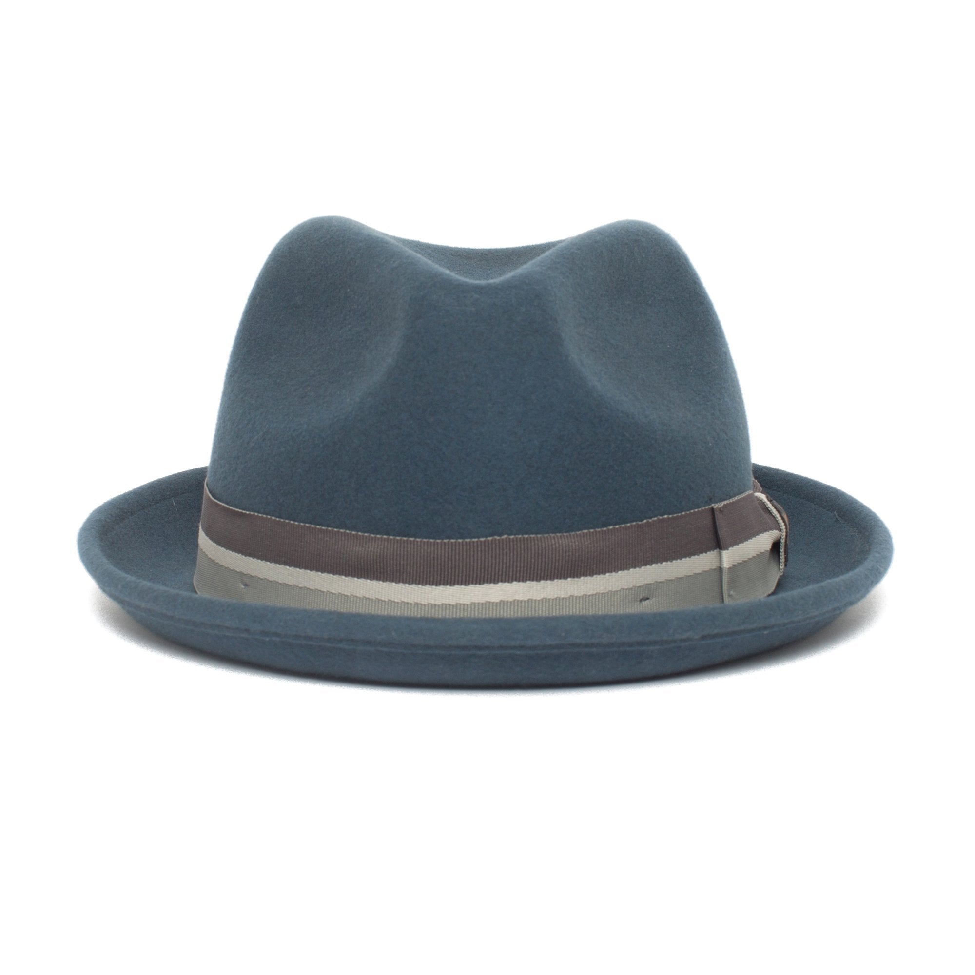 Goorin Bros. big boy center dent short brim felt fedora hat Blue front view