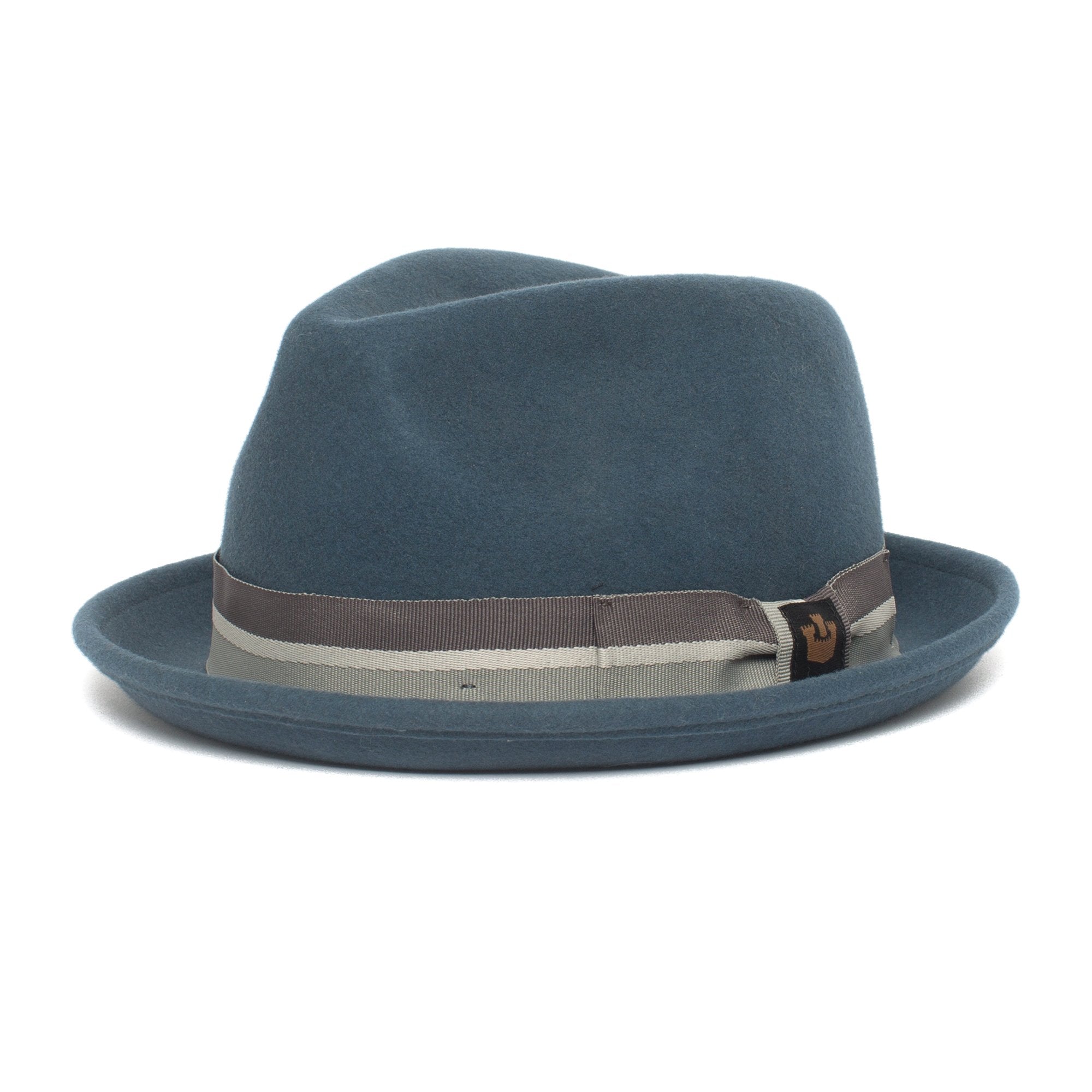 Goorin Bros. big boy center dent short brim felt fedora hat Blue left side view