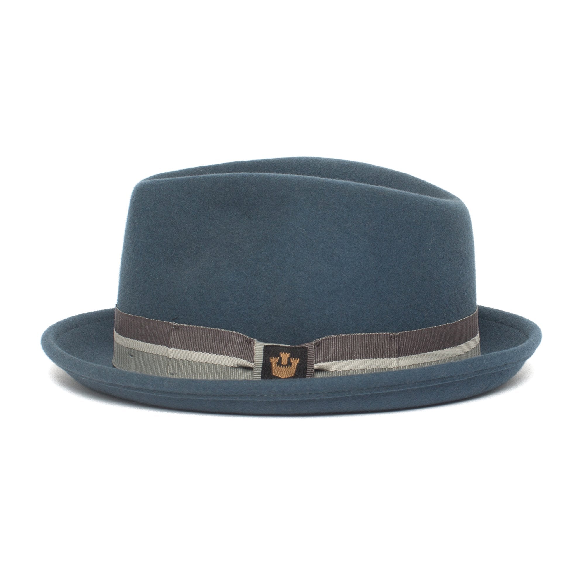 Goorin Bros. big boy center dent short brim felt fedora hat Blue side view