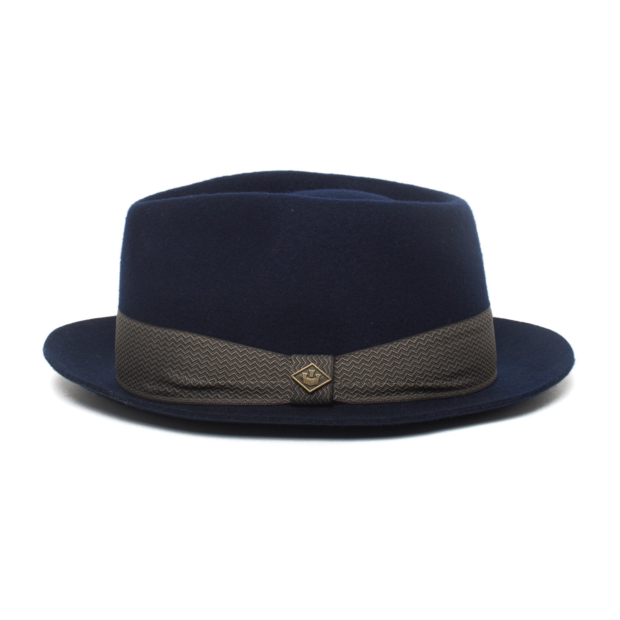 Goorin Bros. griffin teardrop short brim felt fedora hat Navy side view